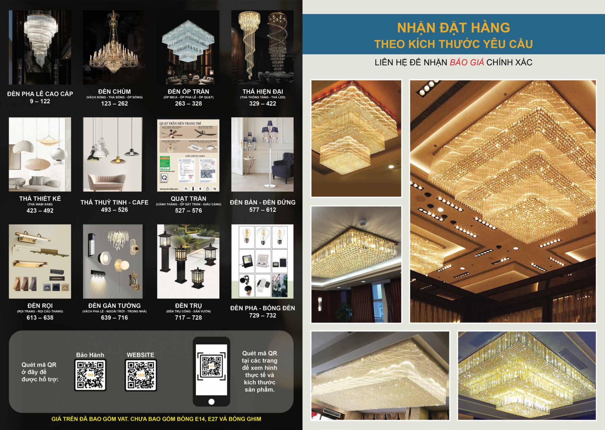 Bảng giá đèn trang trí 355 Decor