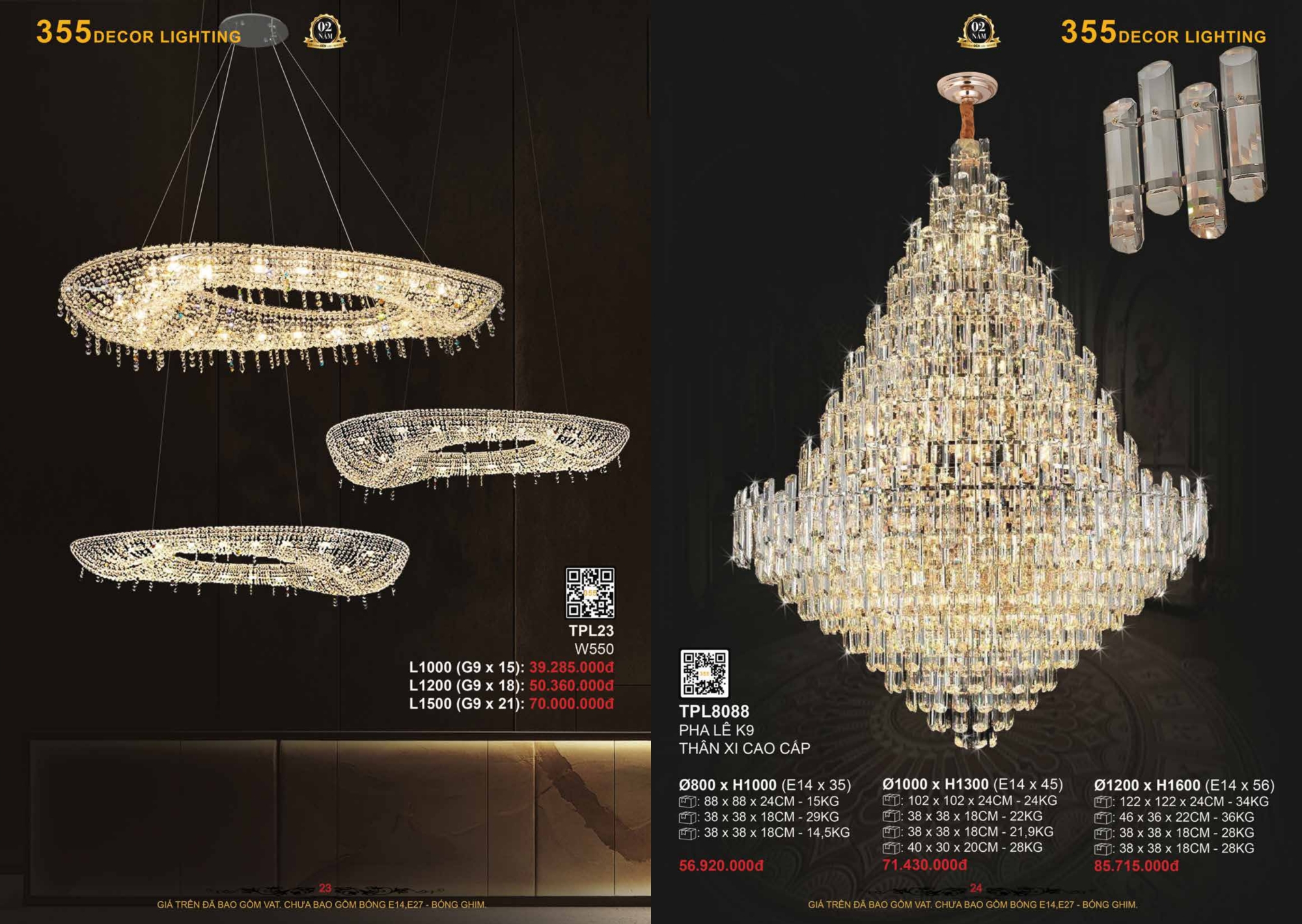 Bảng giá đèn trang trí 355 Decor