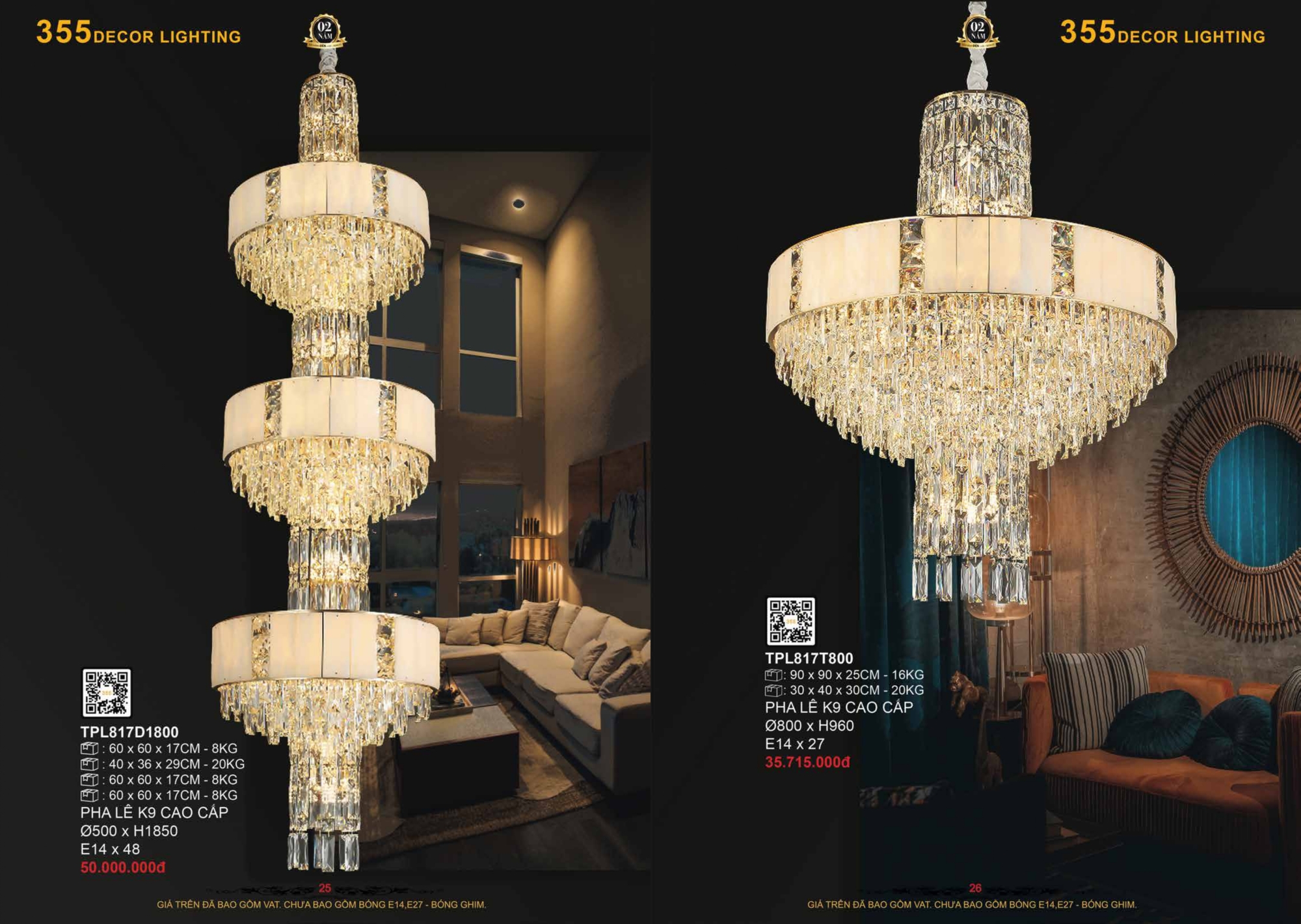 Bảng giá đèn trang trí 355 Decor