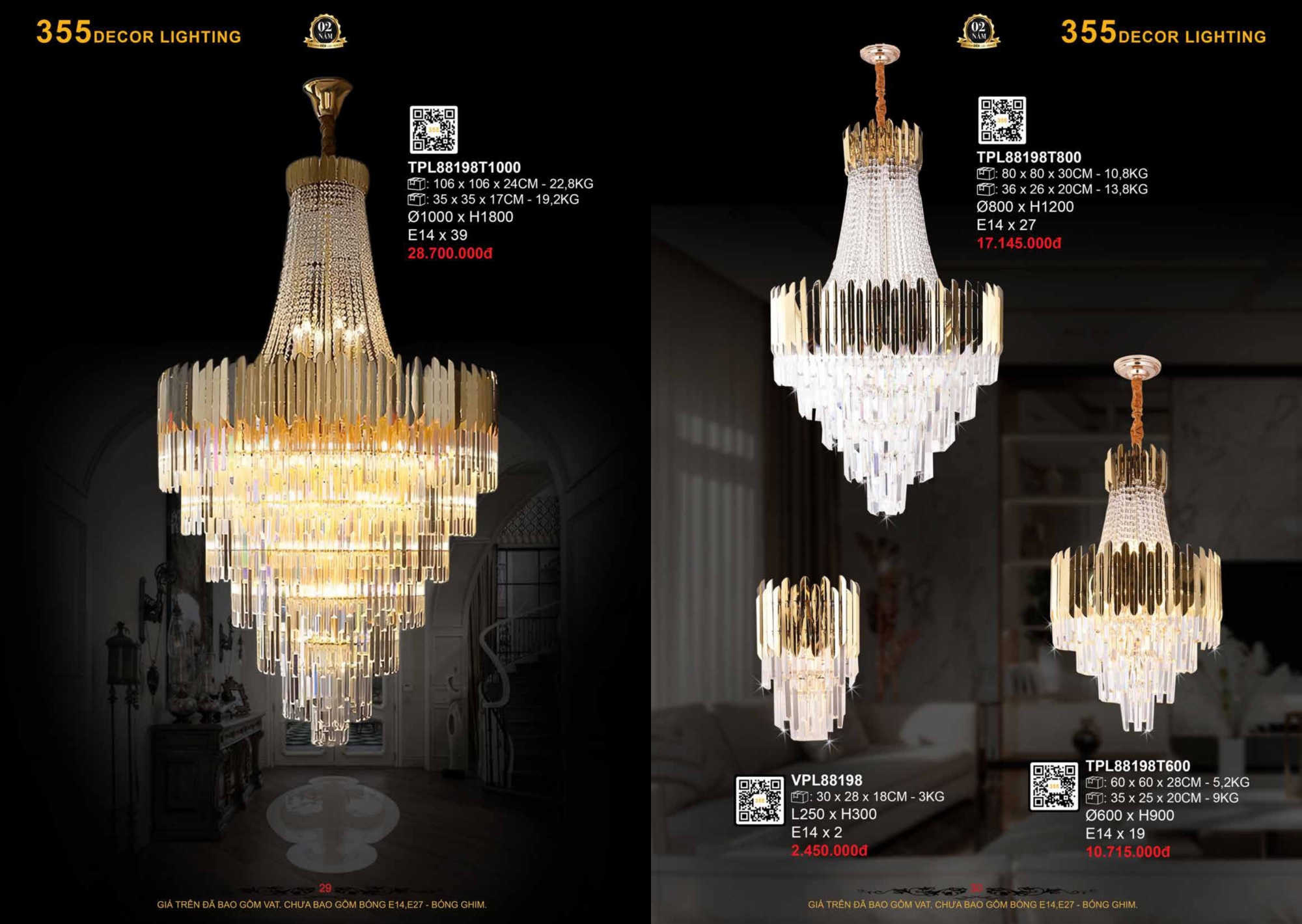 Bảng giá đèn trang trí 355 Decor