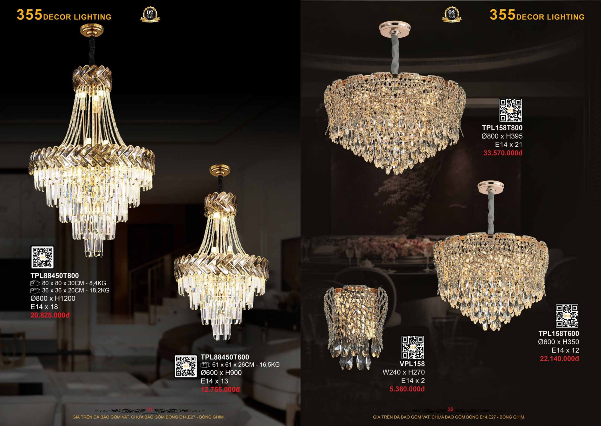 Bảng giá đèn trang trí 355 Decor