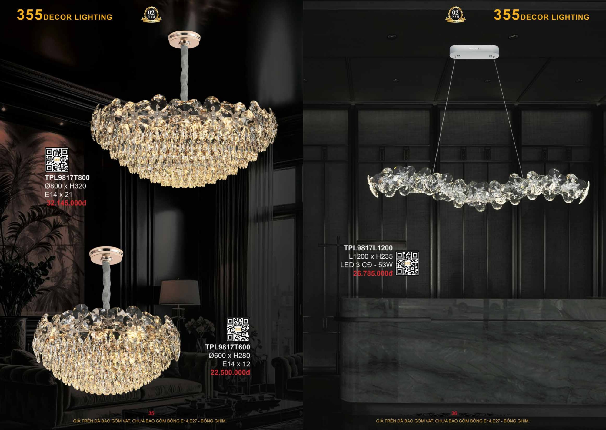 Bảng giá đèn trang trí 355 Decor