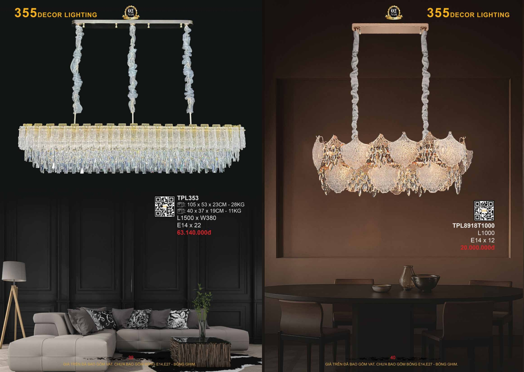 Bảng giá đèn trang trí 355 Decor