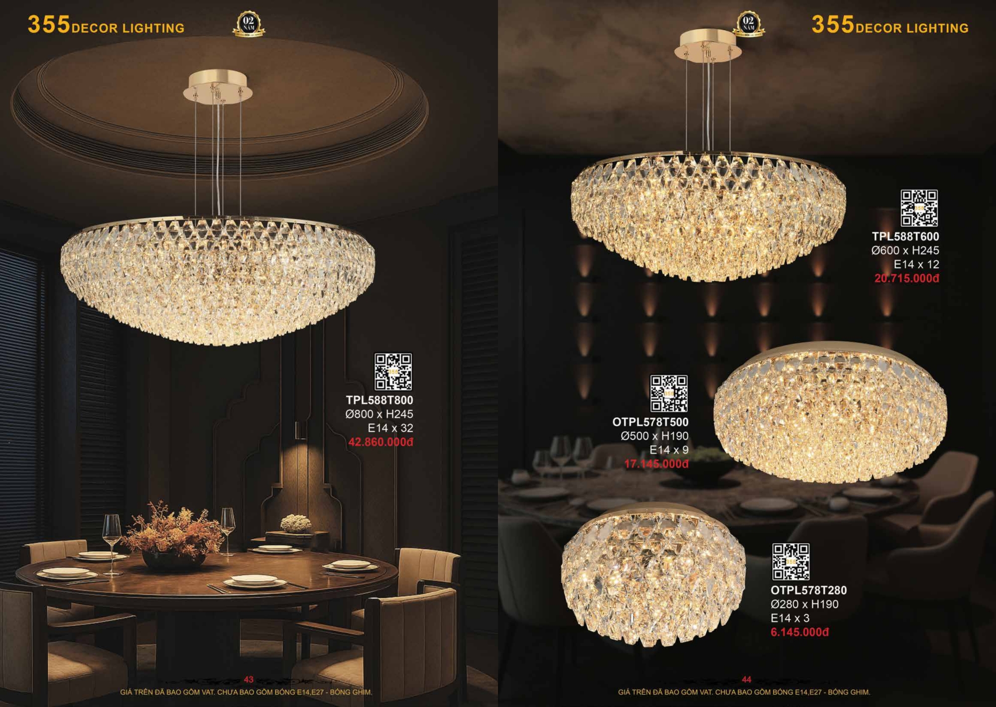 Bảng giá đèn trang trí 355 Decor