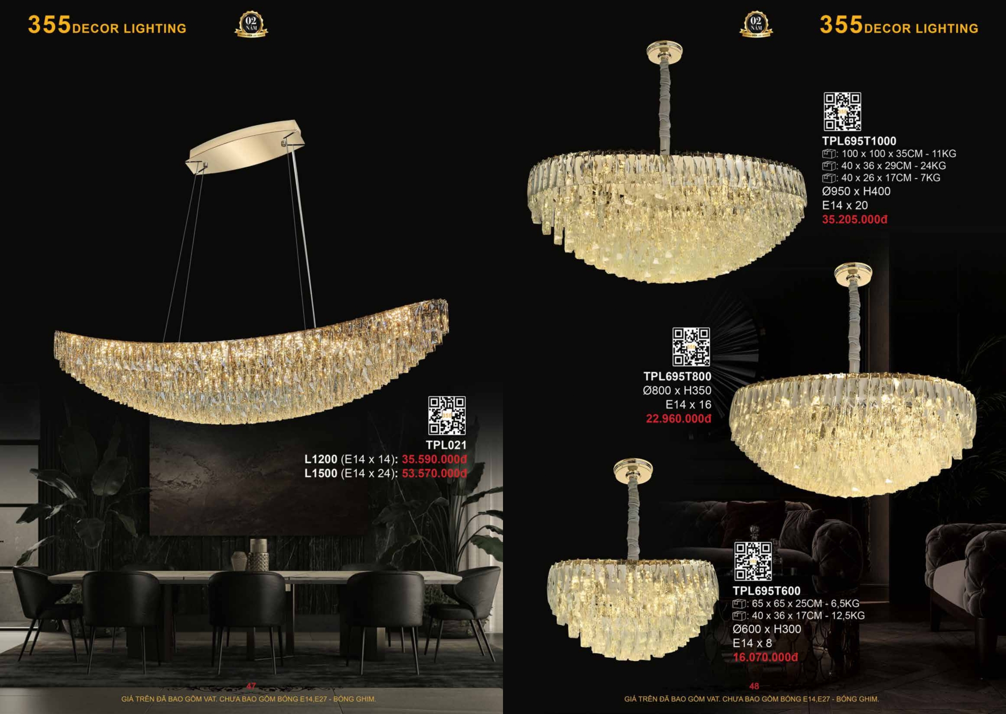 Bảng giá đèn trang trí 355 Decor