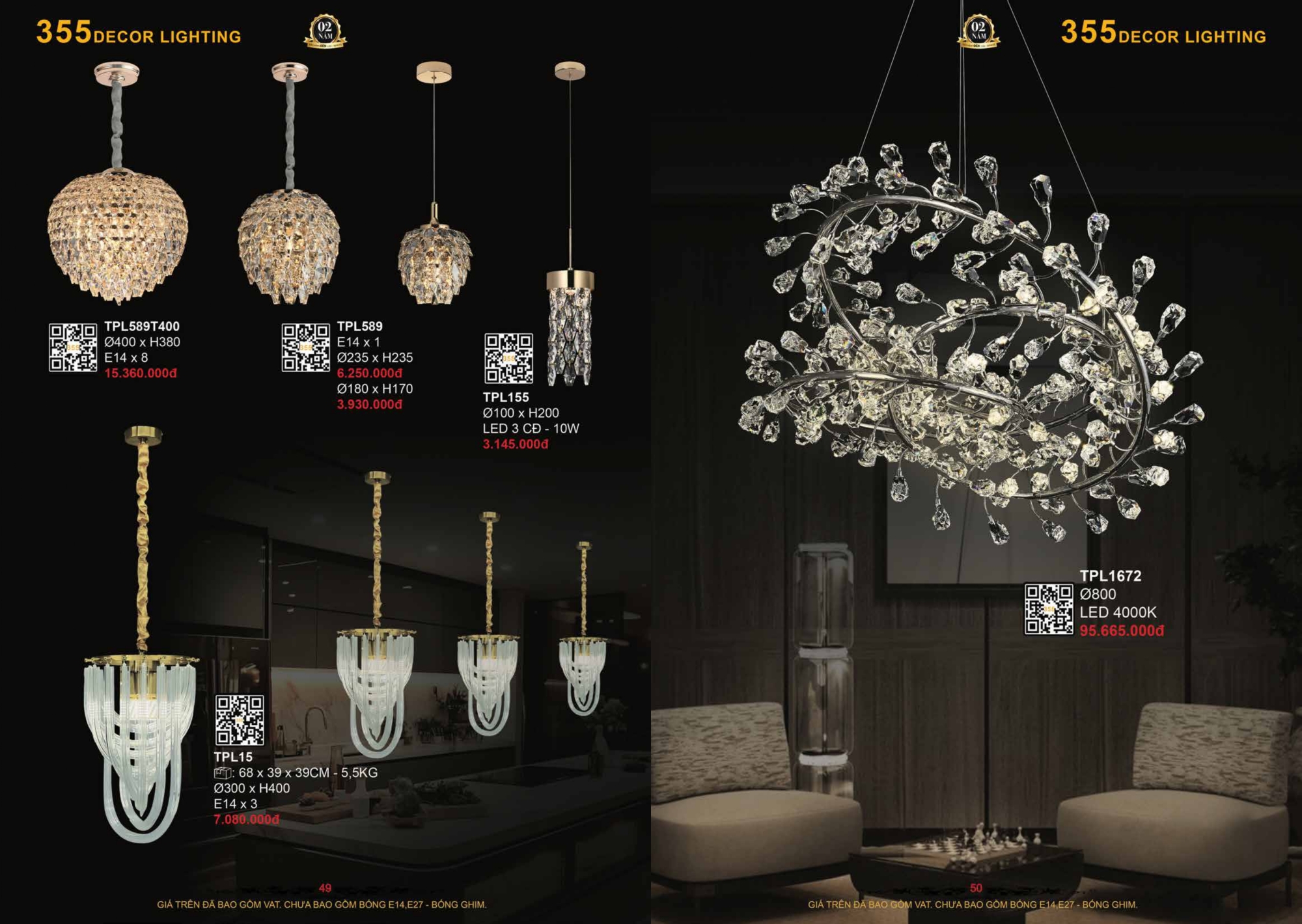 Bảng giá đèn trang trí 355 Decor