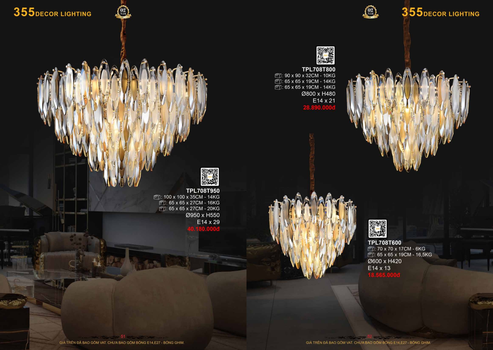 Bảng giá đèn trang trí 355 Decor