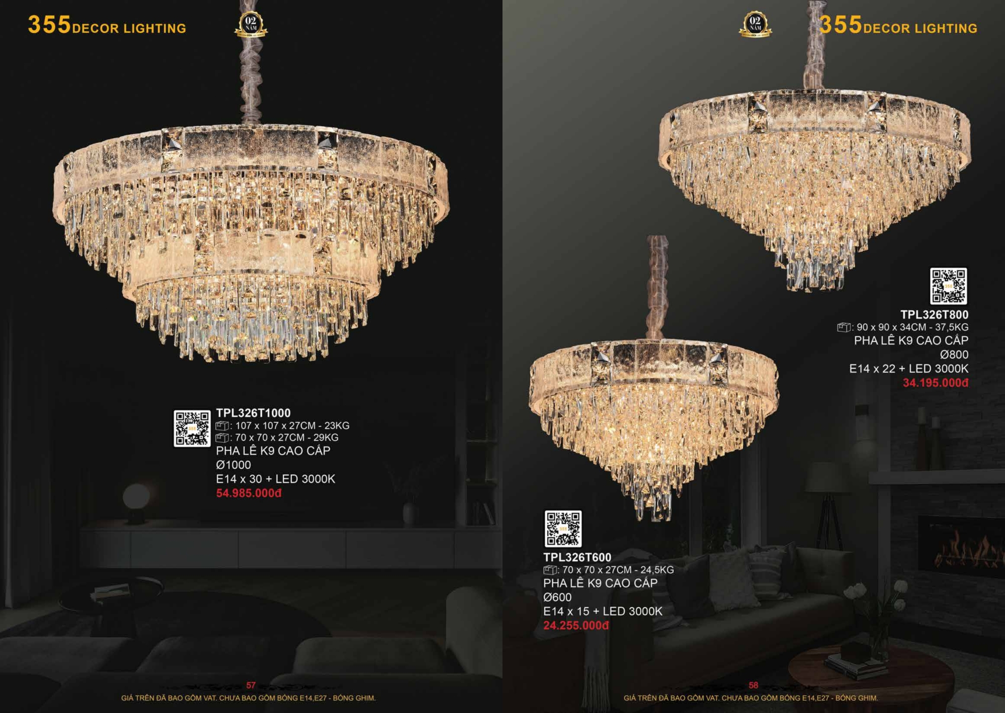 Bảng giá đèn trang trí 355 Decor