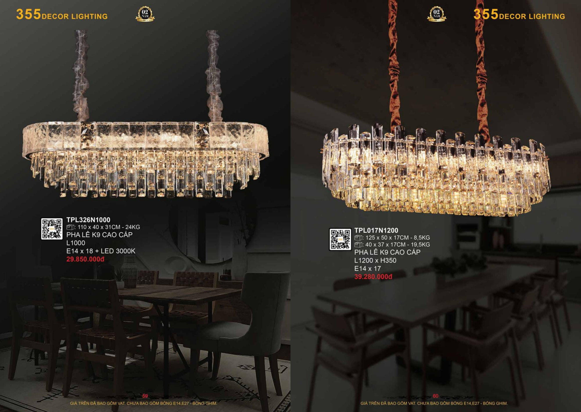 Bảng giá đèn trang trí 355 Decor