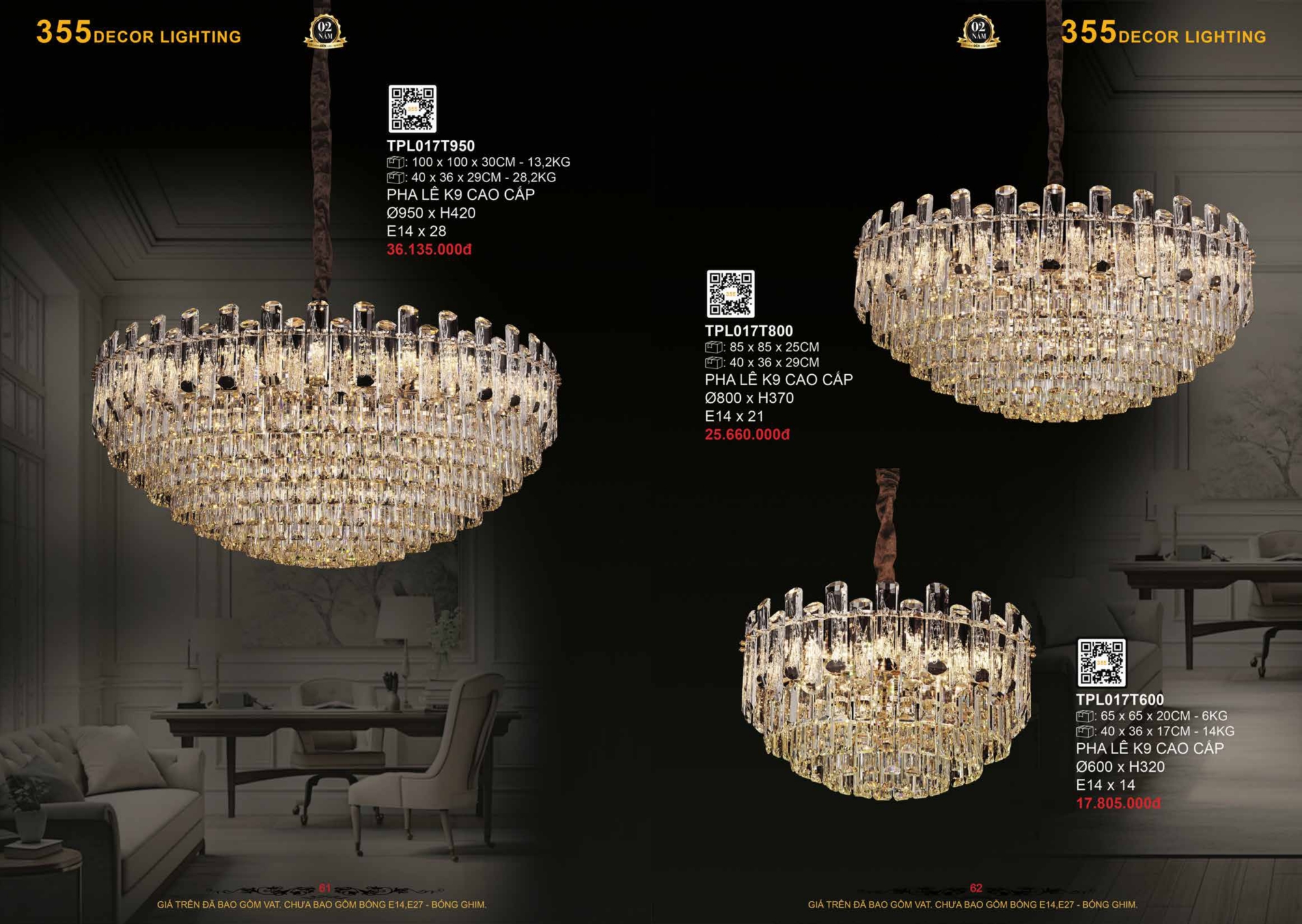 Bảng giá đèn trang trí 355 Decor