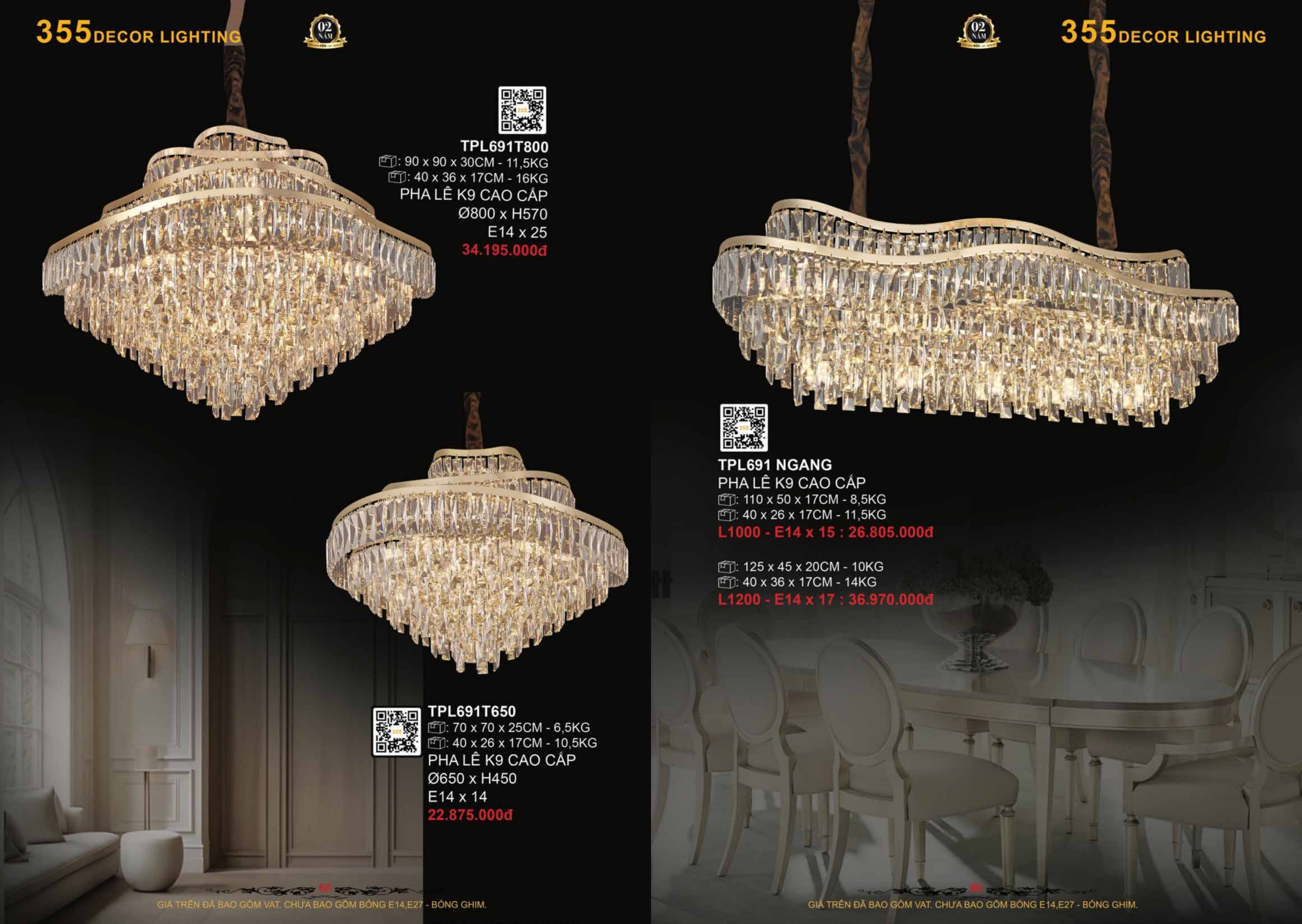 Bảng giá đèn trang trí 355 Decor