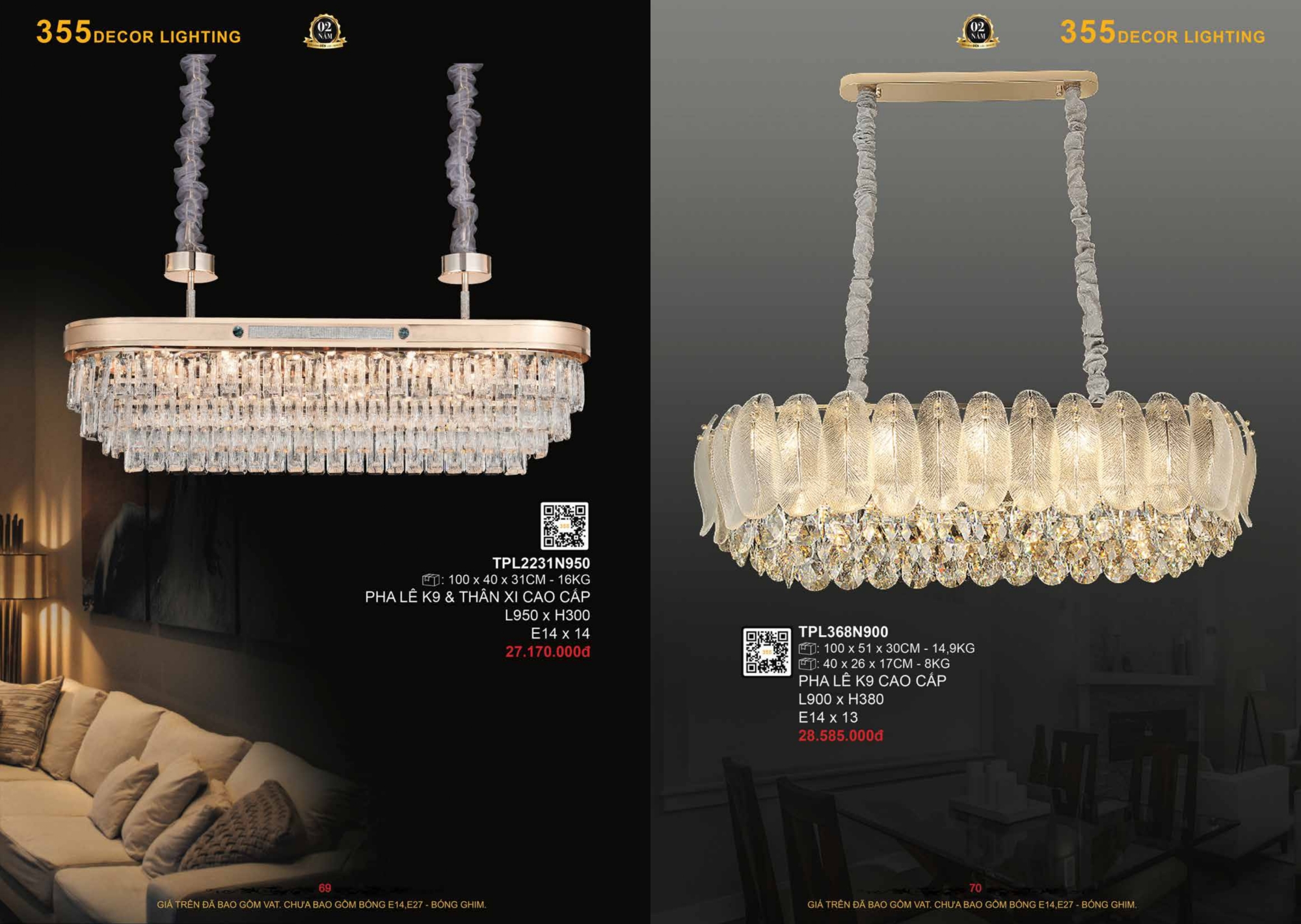 Bảng giá đèn trang trí 355 Decor