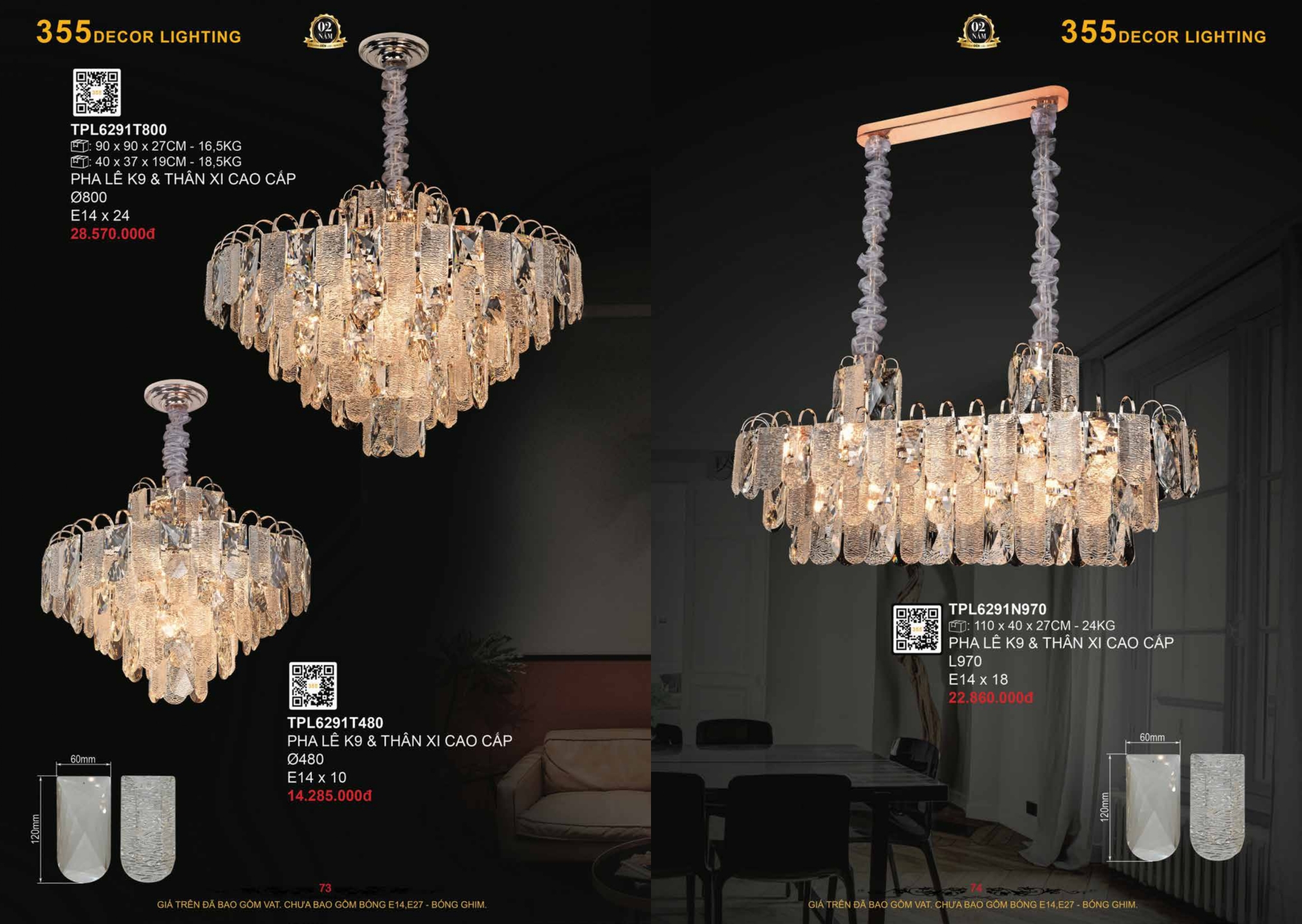 Bảng giá đèn trang trí 355 Decor