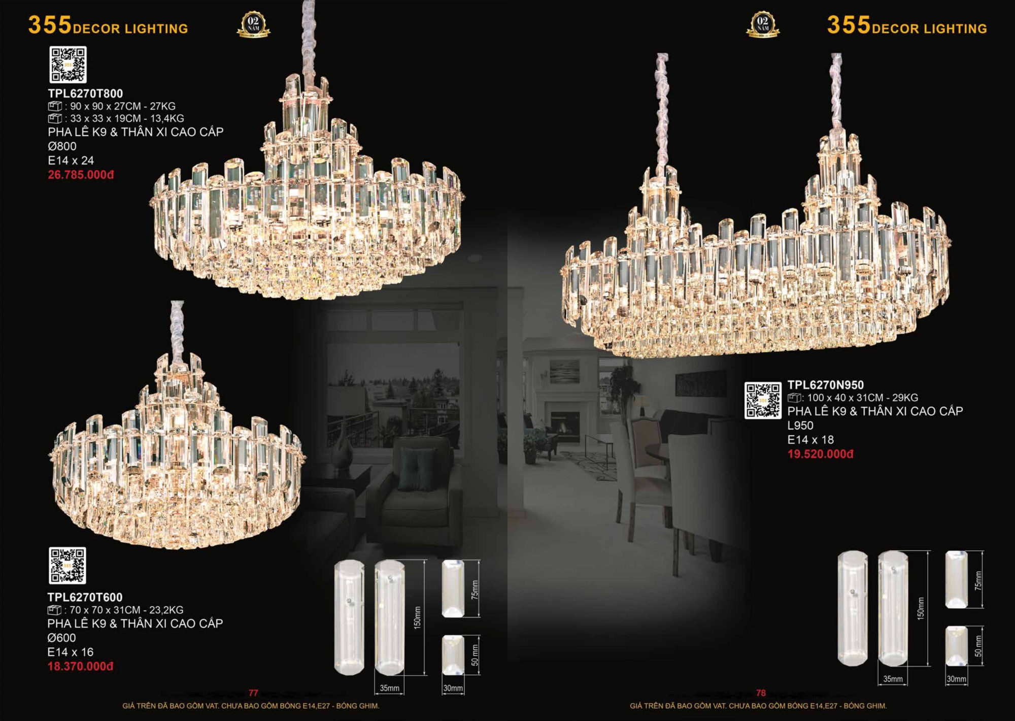 Bảng giá đèn trang trí 355 Decor