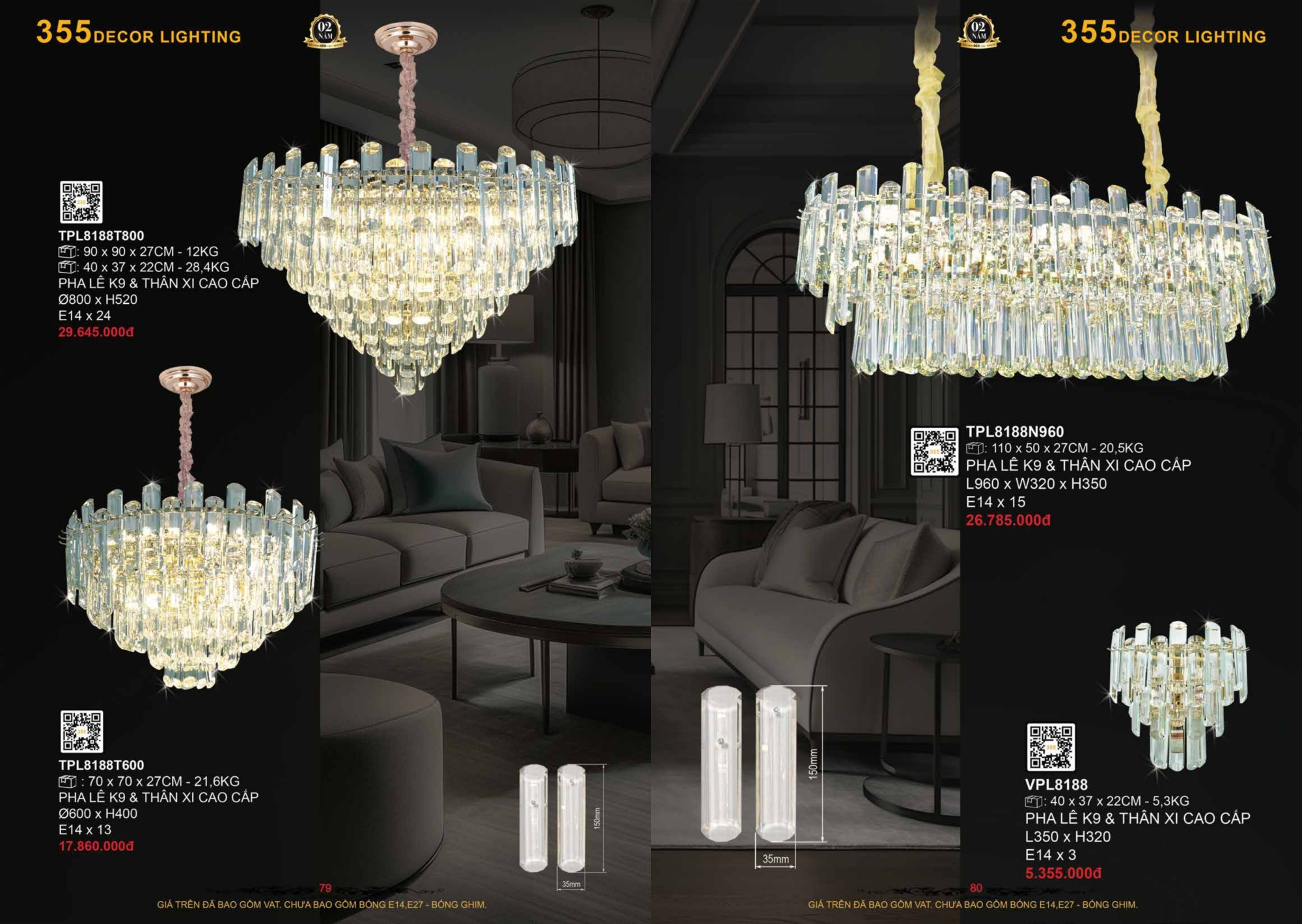 Bảng giá đèn trang trí 355 Decor