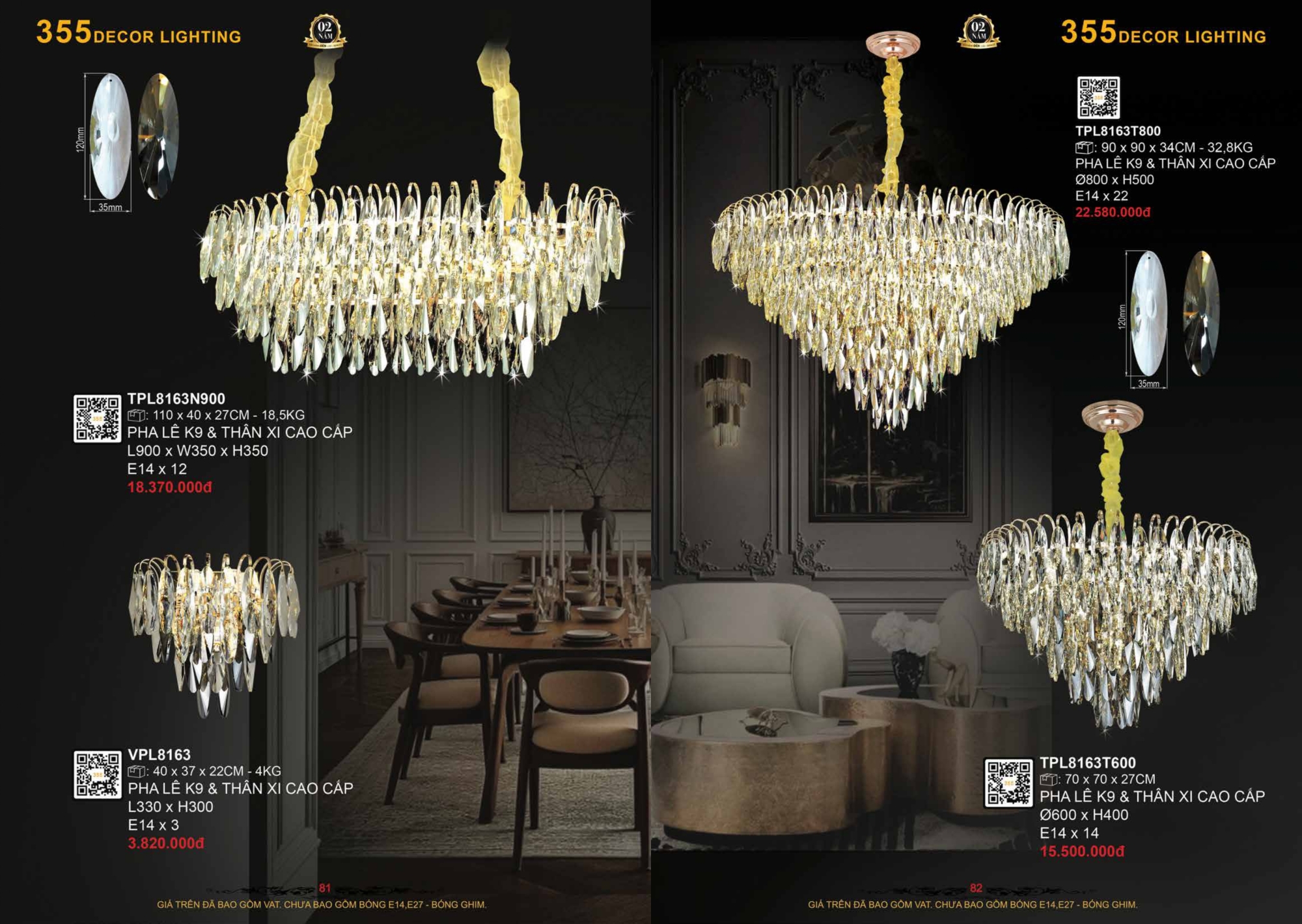 Bảng giá đèn trang trí 355 Decor