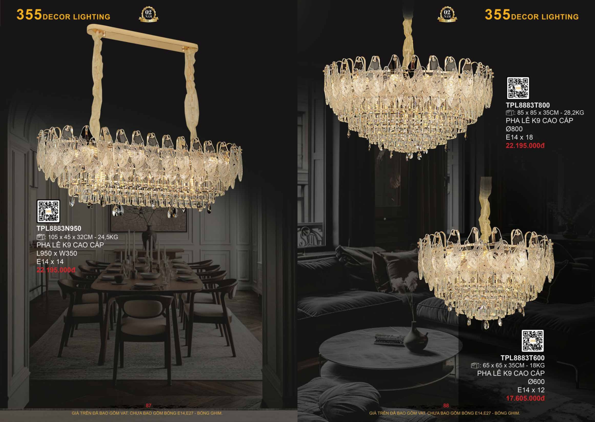 Bảng giá đèn trang trí 355 Decor