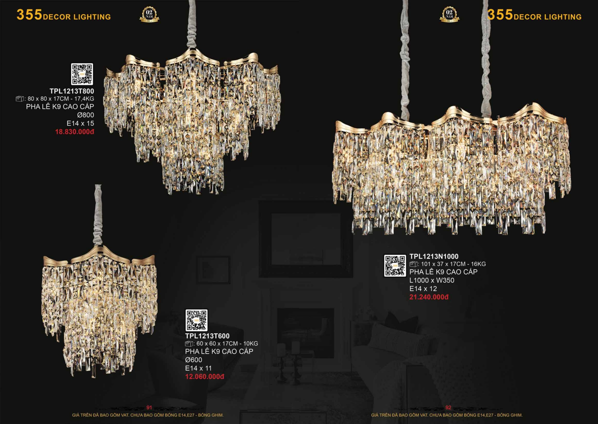 Bảng giá đèn trang trí 355 Decor