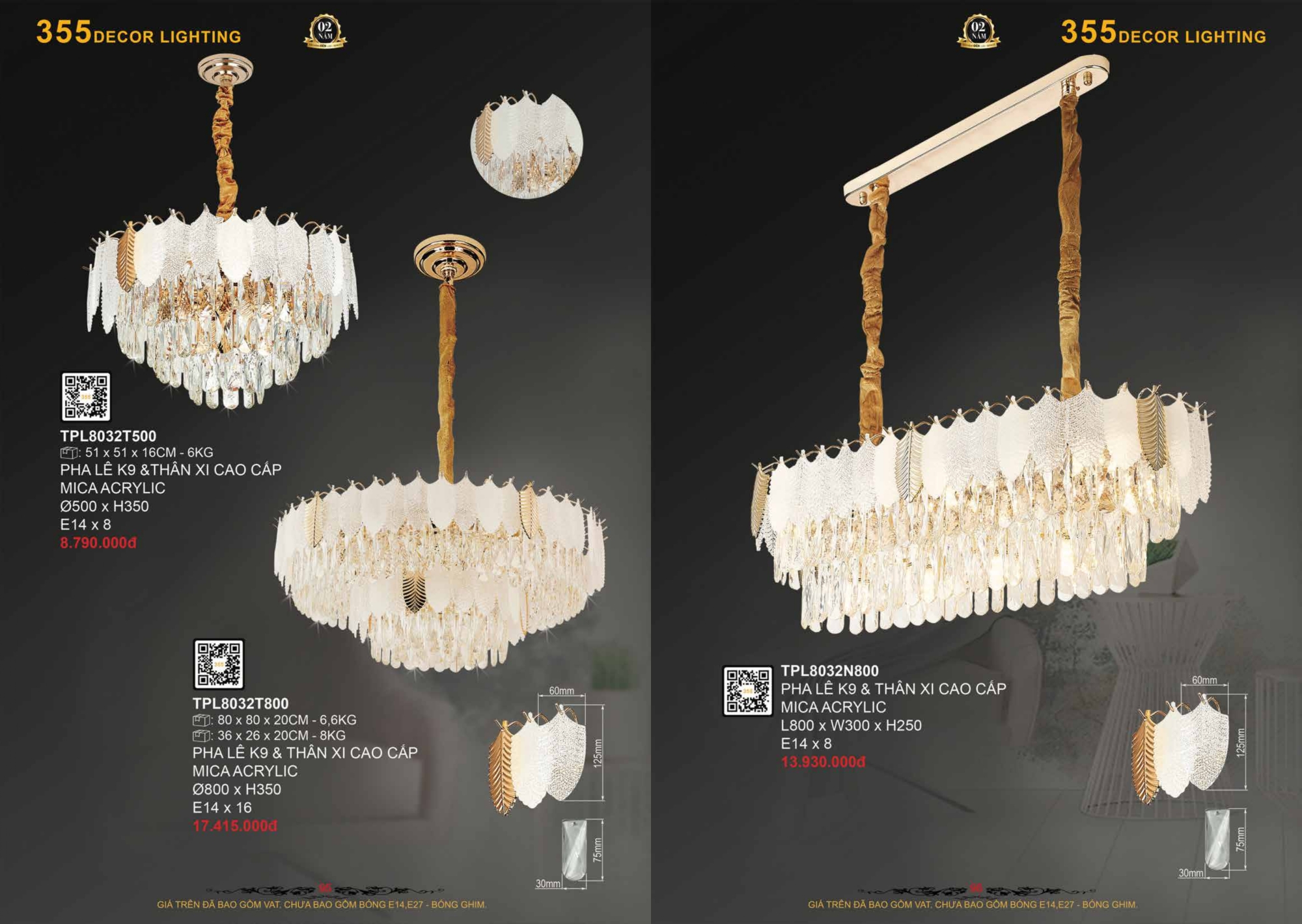 Bảng giá đèn trang trí 355 Decor