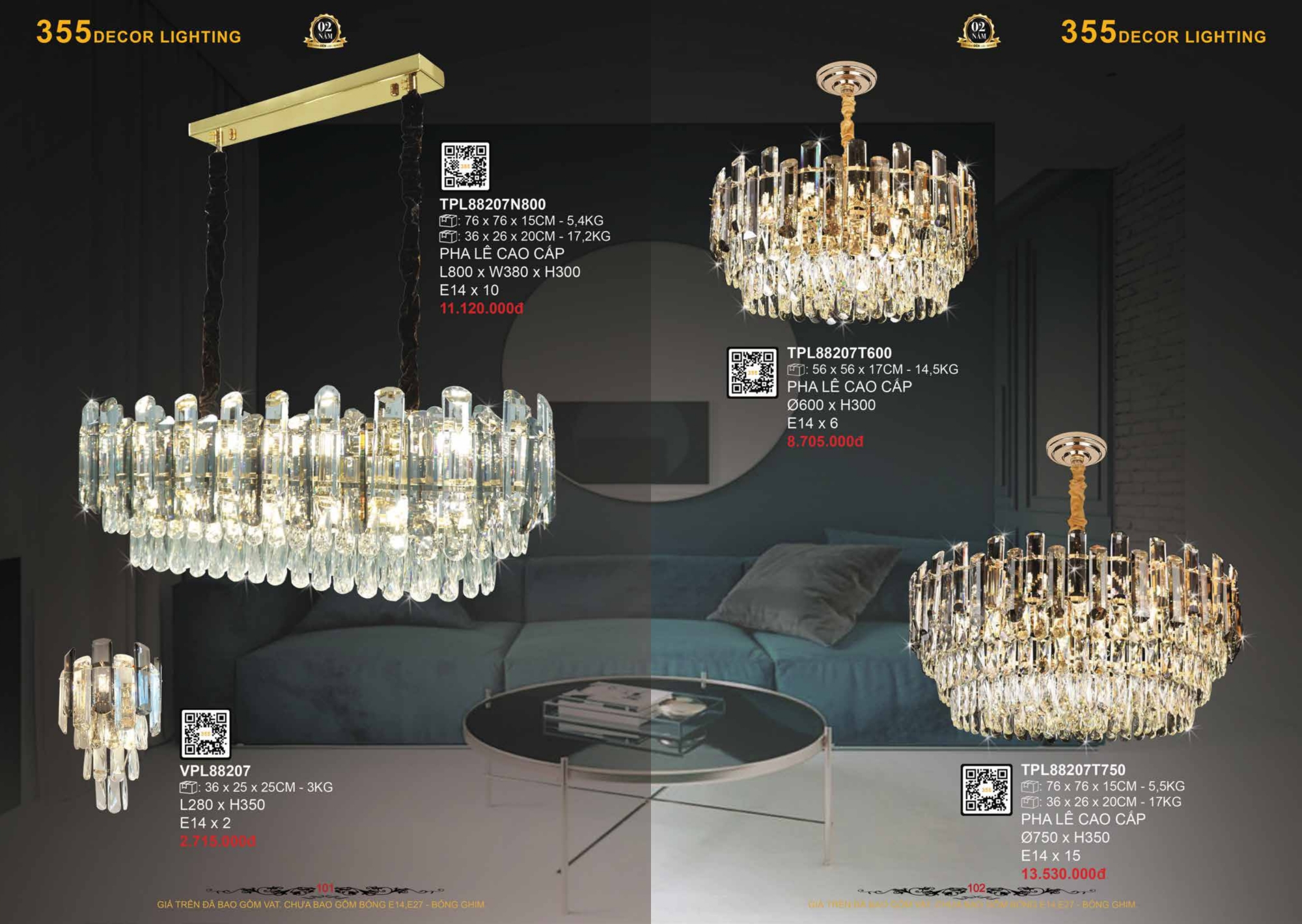 Bảng giá đèn trang trí 355 Decor