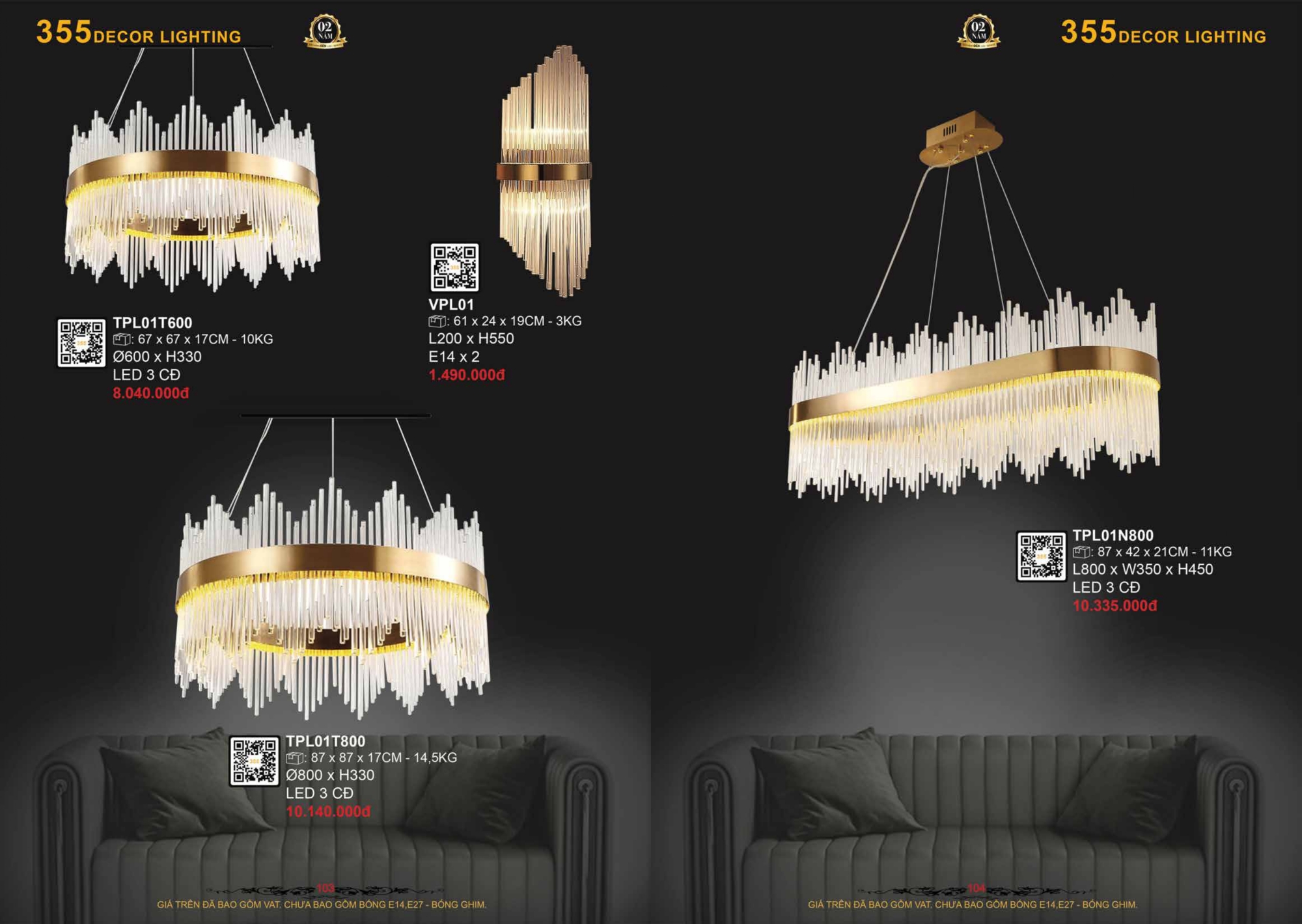 Bảng giá đèn trang trí 355 Decor