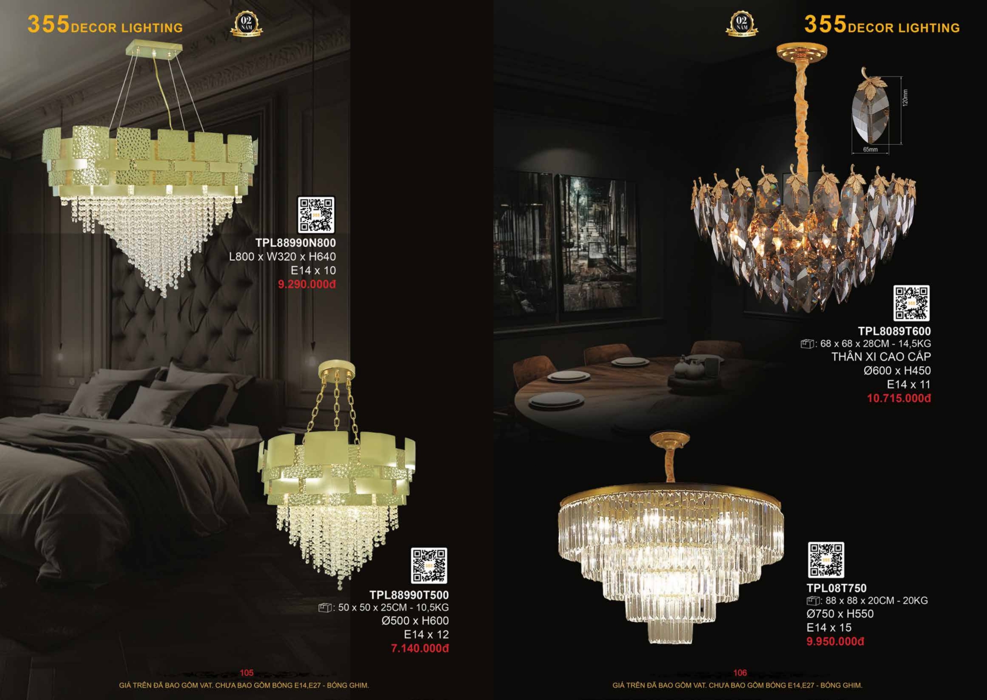 Bảng giá đèn trang trí 355 Decor