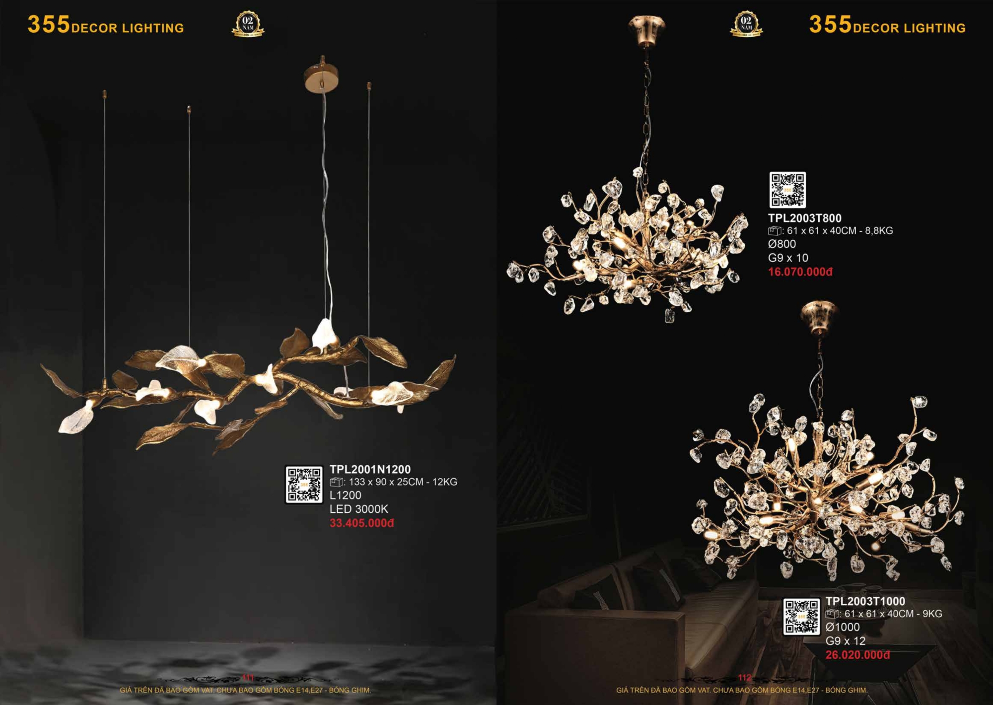 Bảng giá đèn trang trí 355 Decor