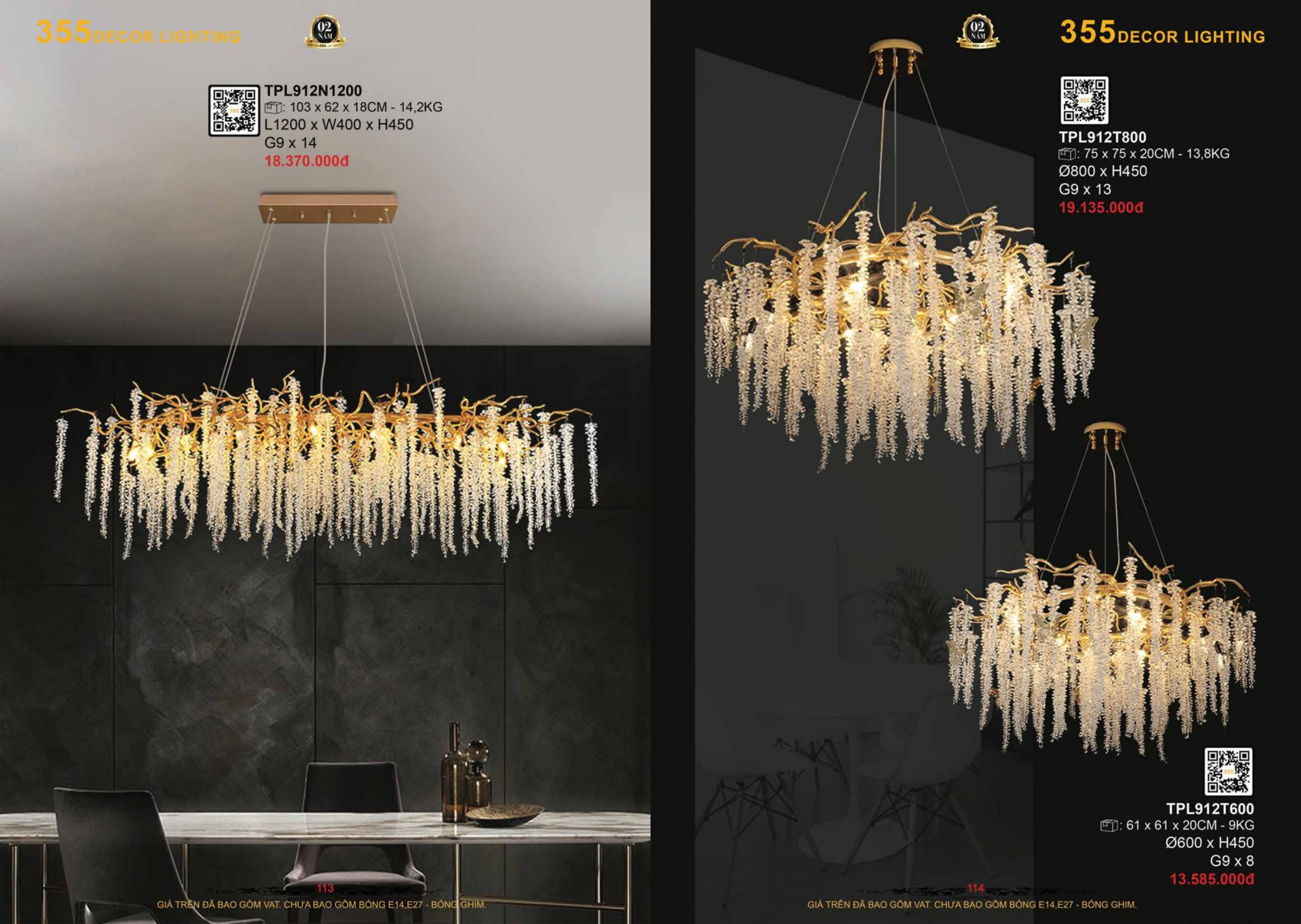 Bảng giá đèn trang trí 355 Decor