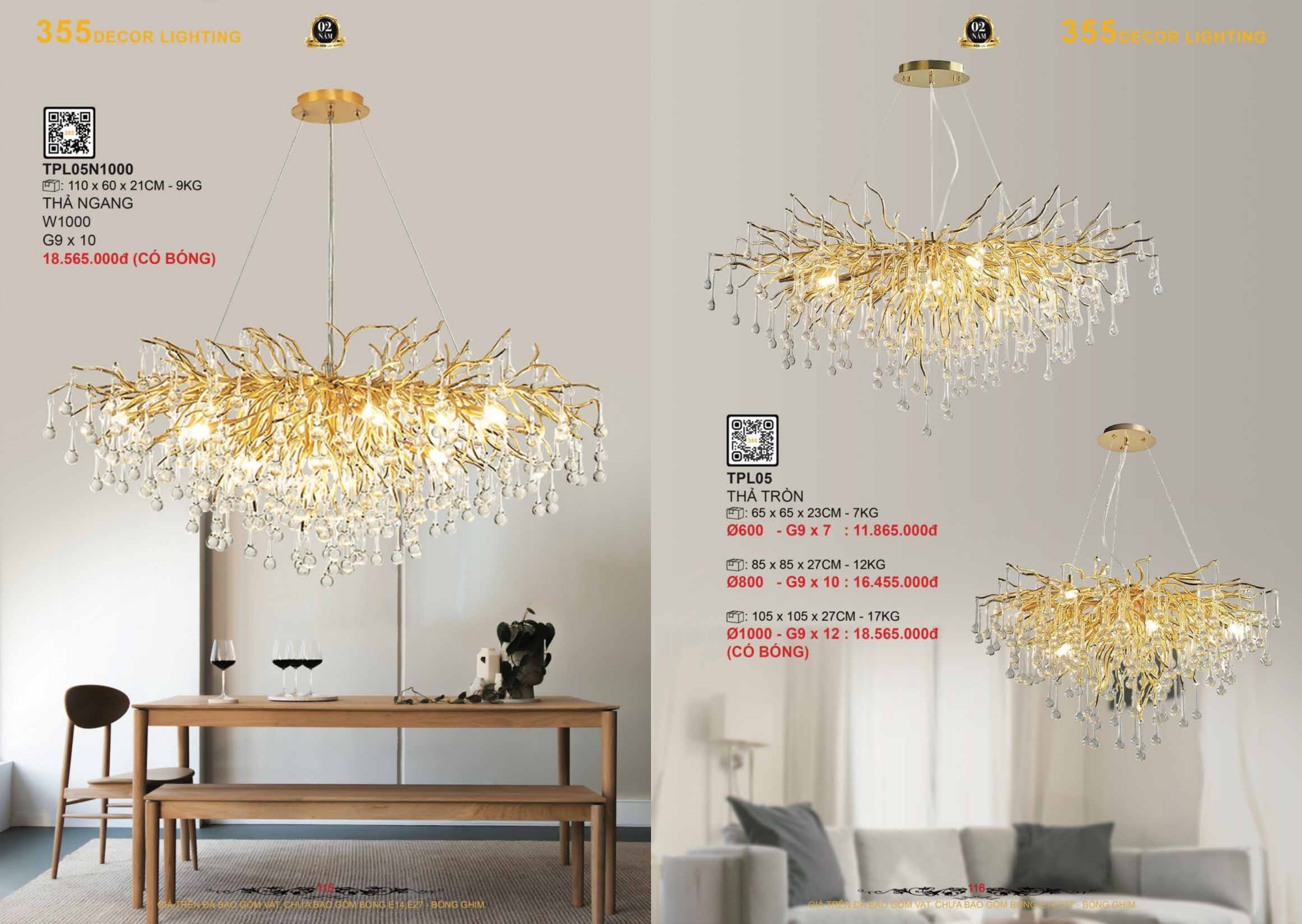 Bảng giá đèn trang trí 355 Decor