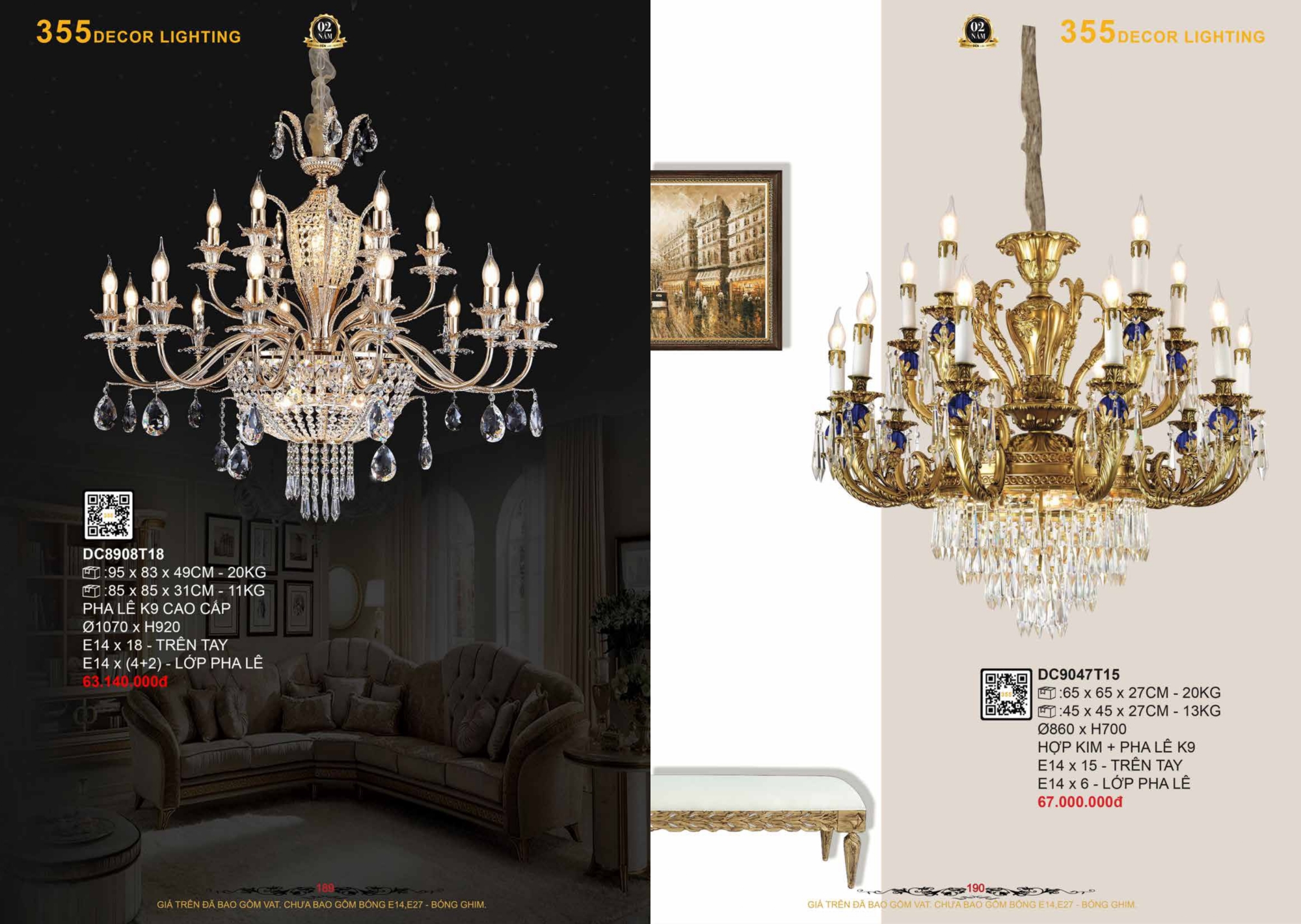 Bảng giá đèn trang trí 355 Decor