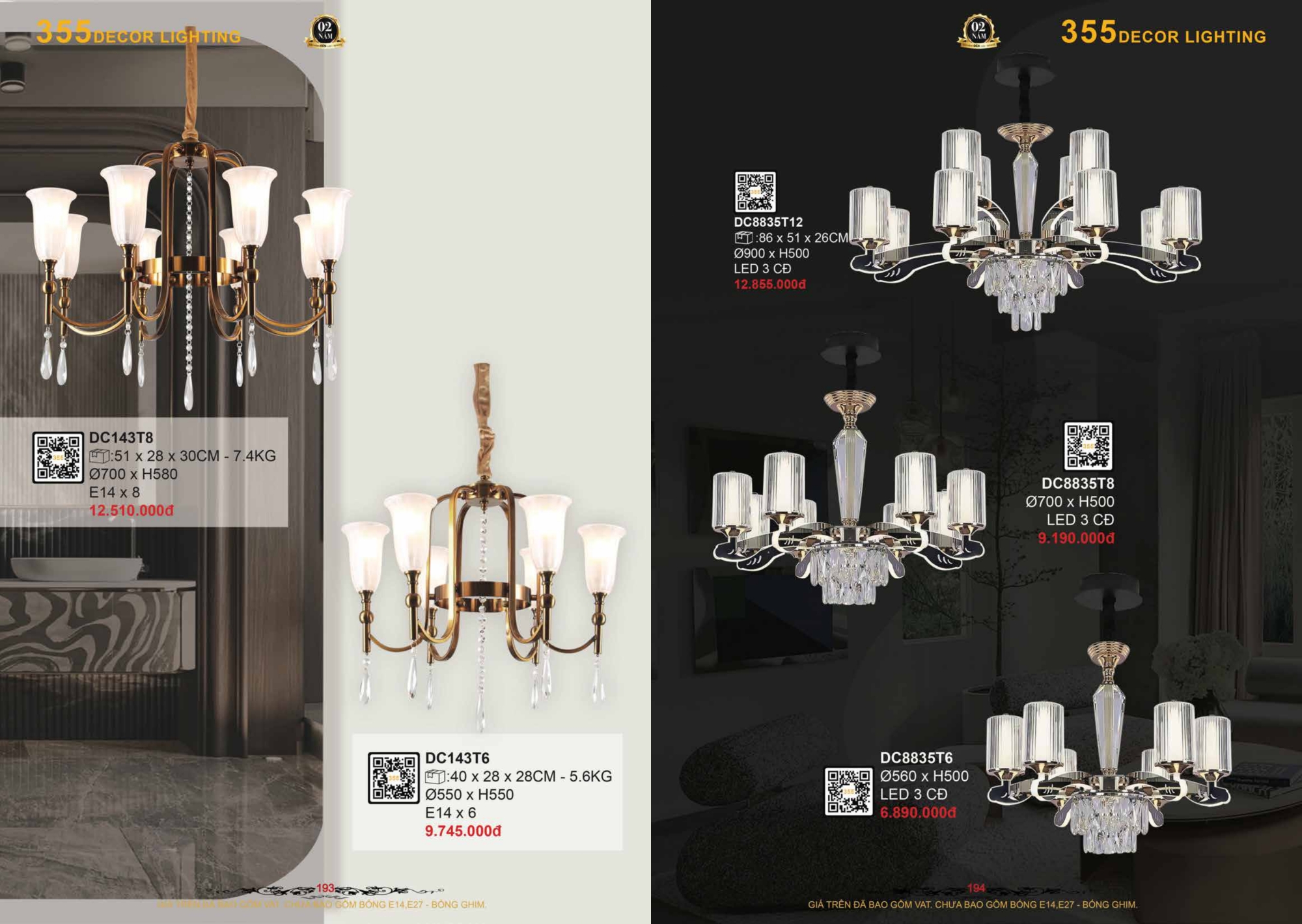 Bảng giá đèn trang trí 355 Decor