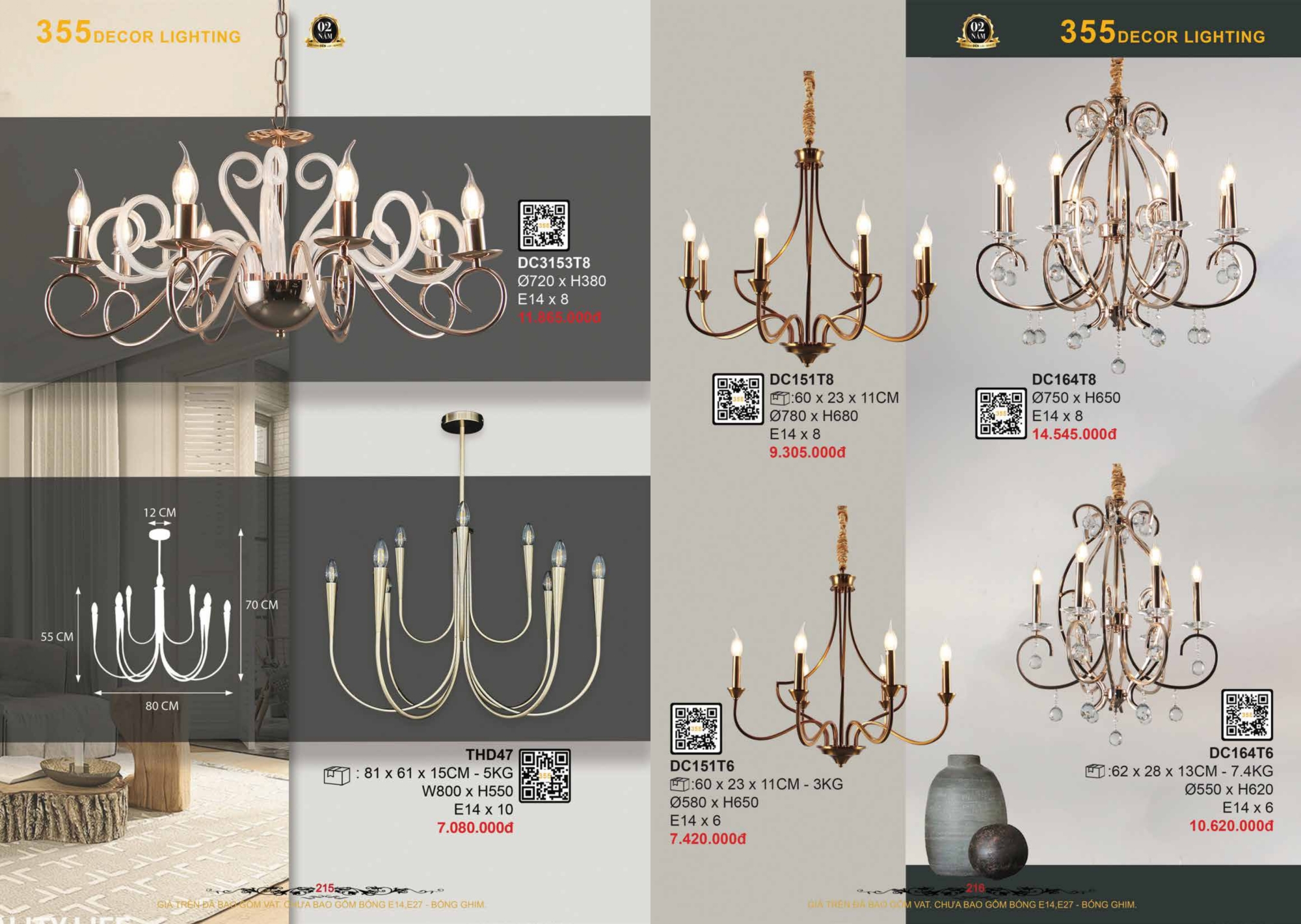 Bảng giá đèn trang trí 355 Decor