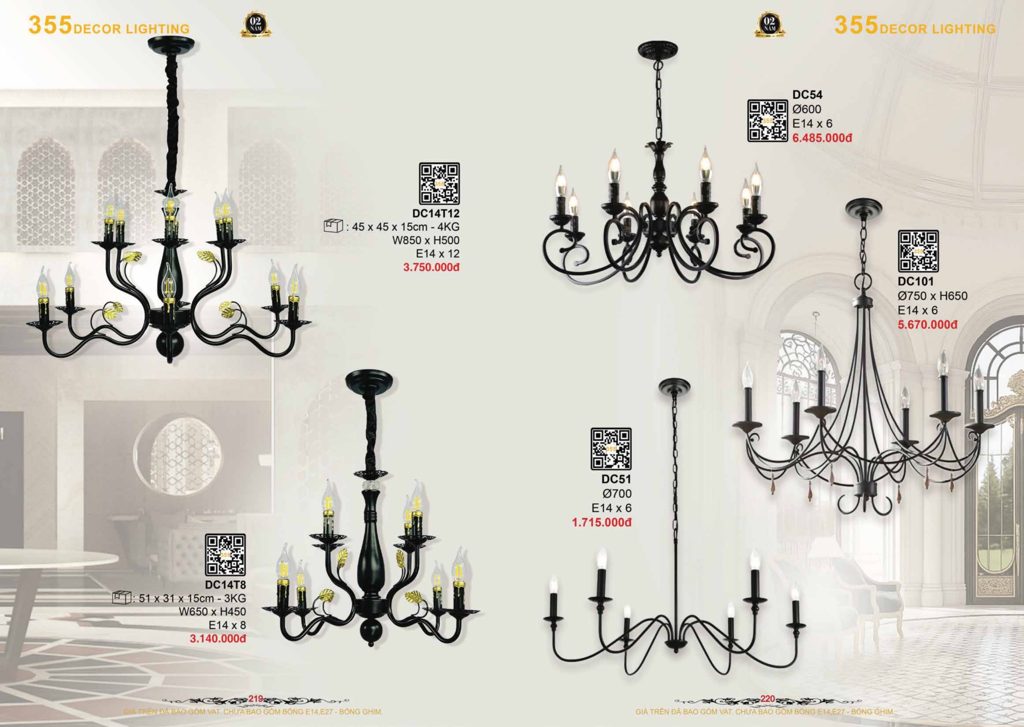 Bảng giá đèn trang trí 355 Decor
