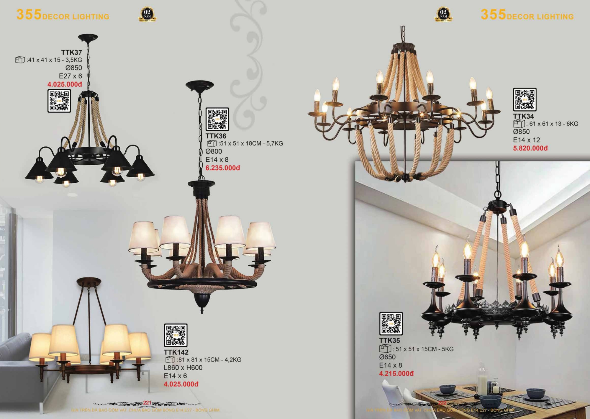 Bảng giá đèn trang trí 355 Decor