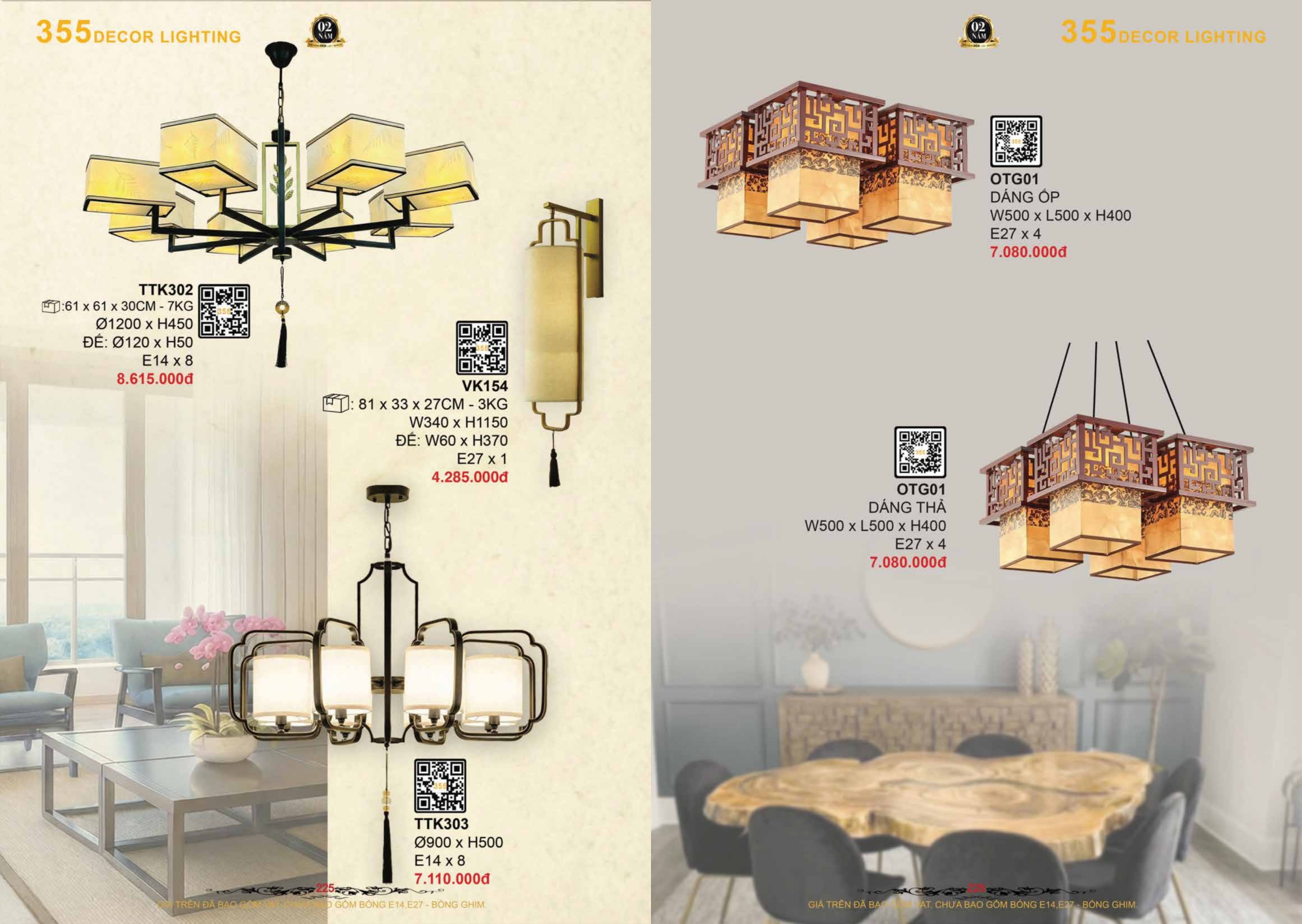 Bảng giá đèn trang trí 355 Decor