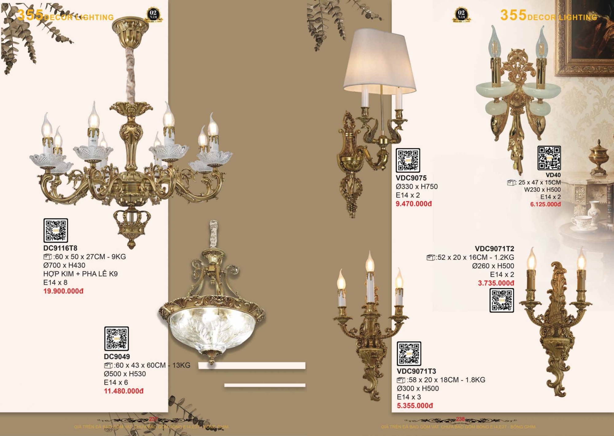 Bảng giá đèn trang trí 355 Decor