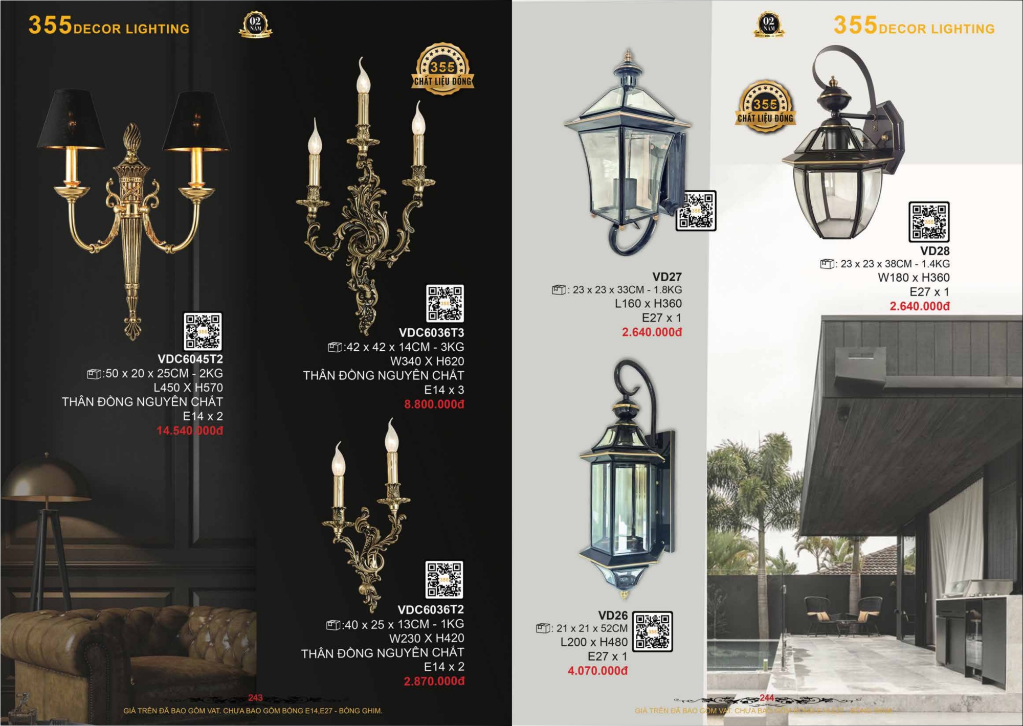 Bảng giá đèn trang trí 355 Decor
