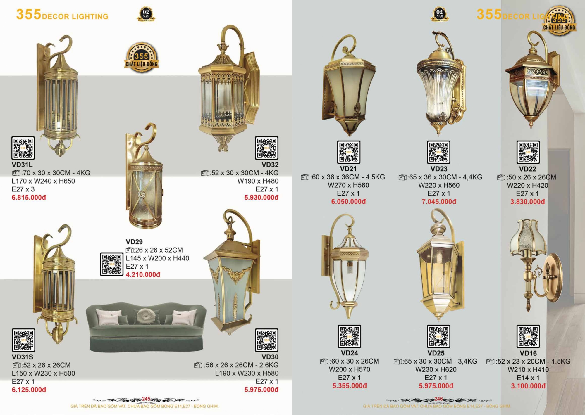 Bảng giá đèn trang trí 355 Decor