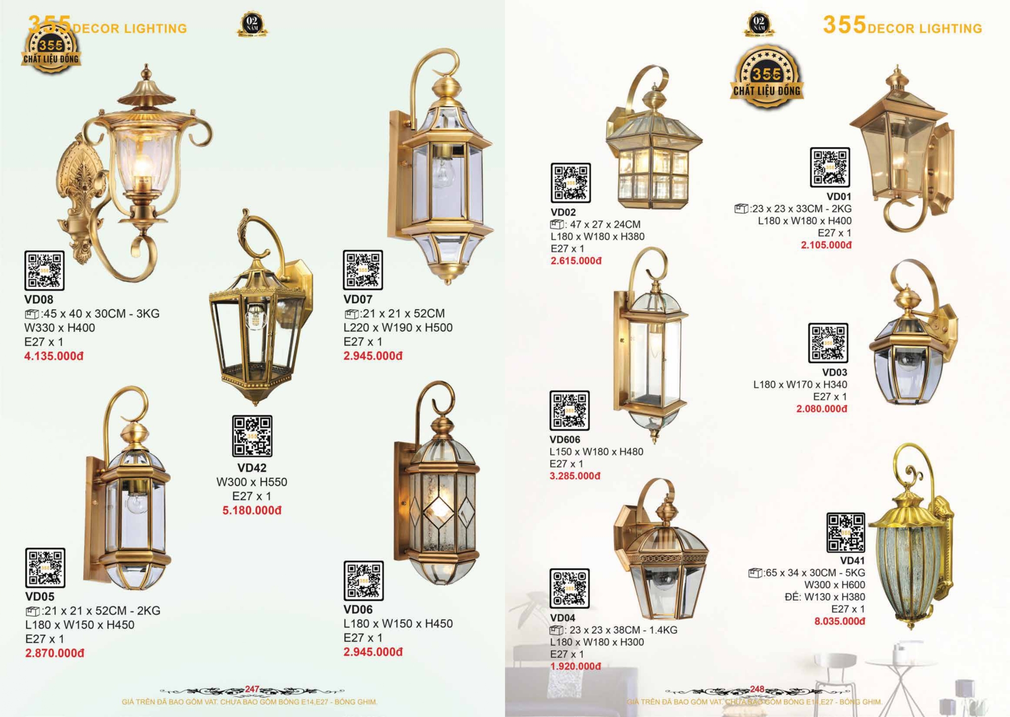 Bảng giá đèn trang trí 355 Decor