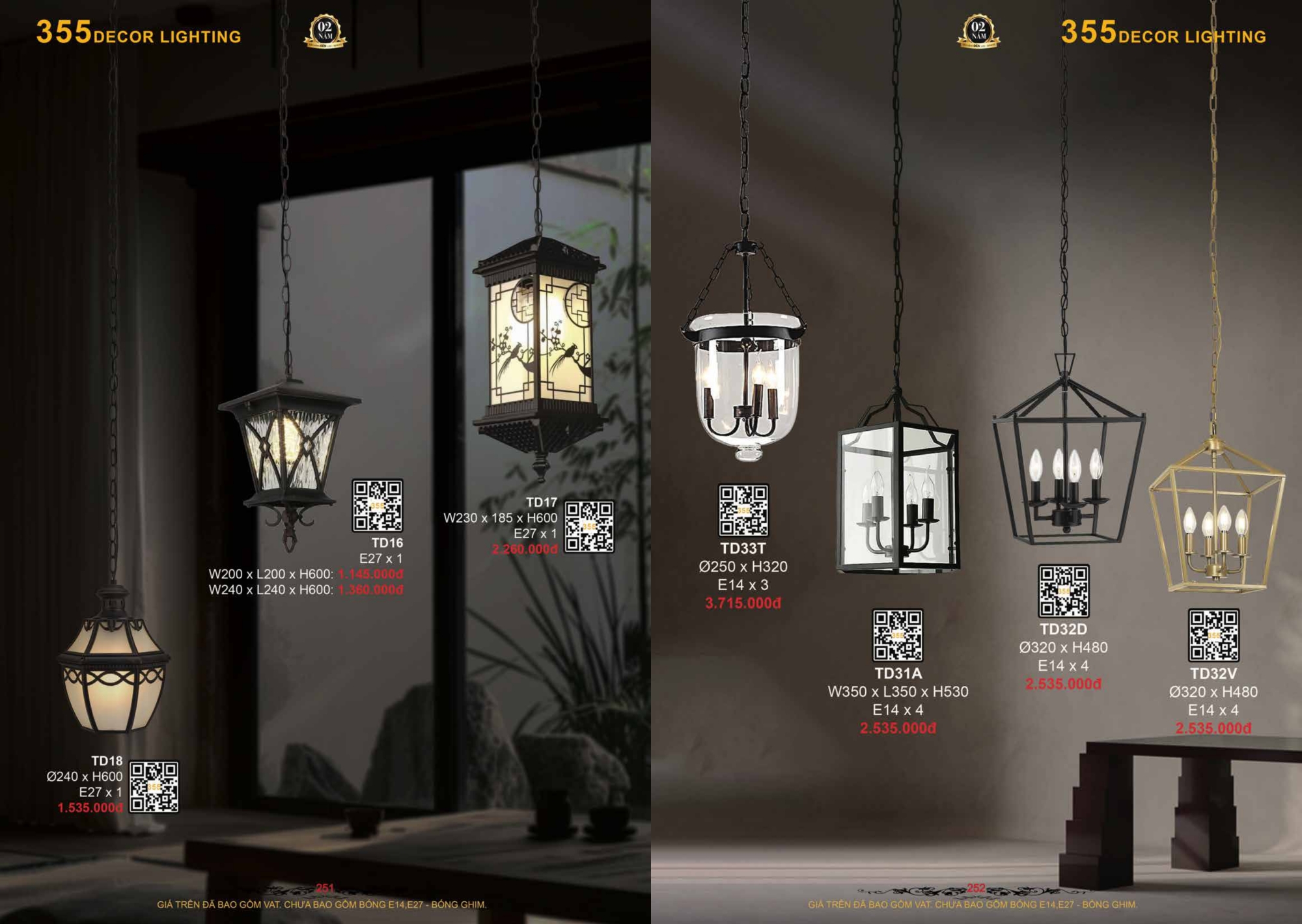 Bảng giá đèn trang trí 355 Decor