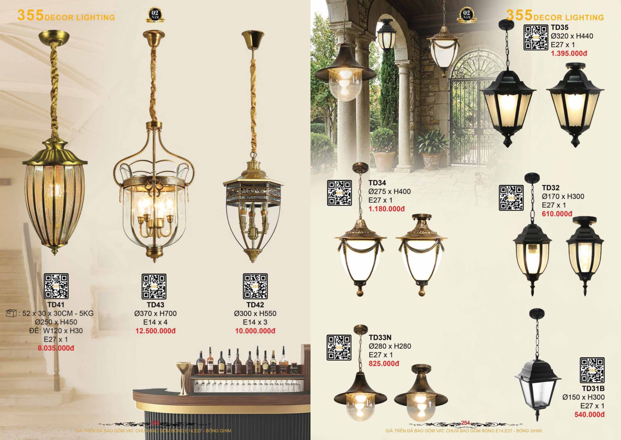 Bảng giá đèn trang trí 355 Decor