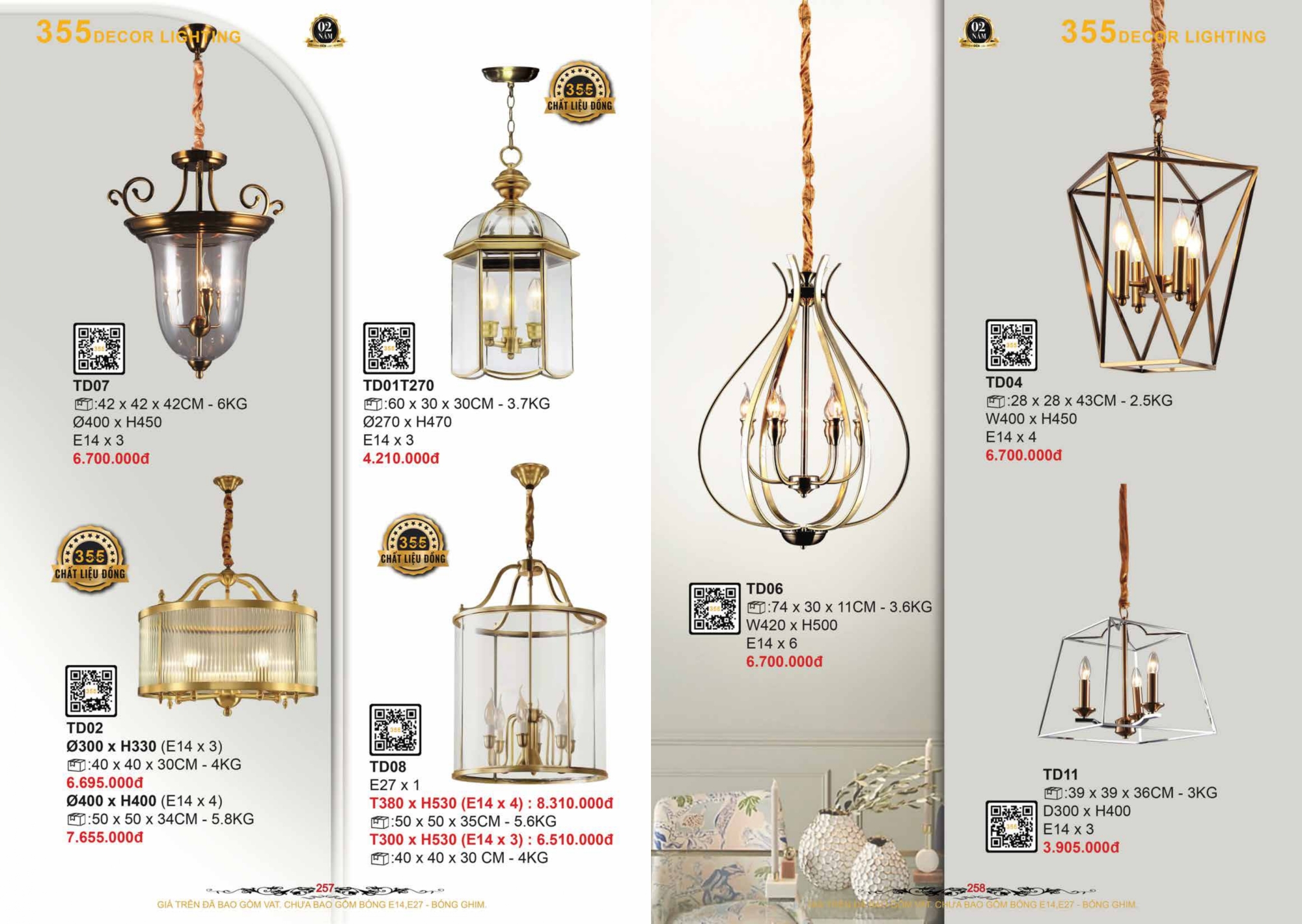 Bảng giá đèn trang trí 355 Decor