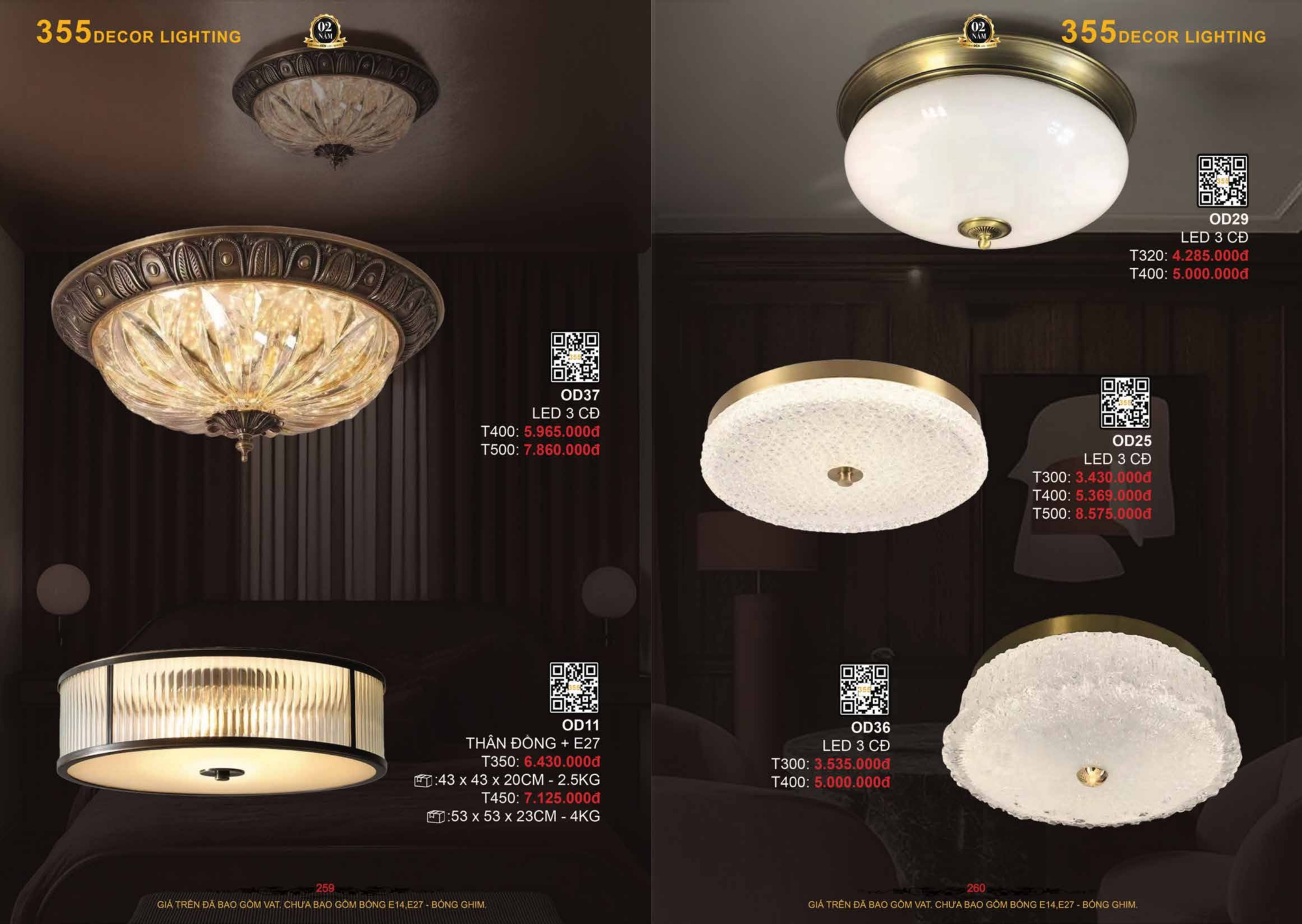 Bảng giá đèn trang trí 355 Decor