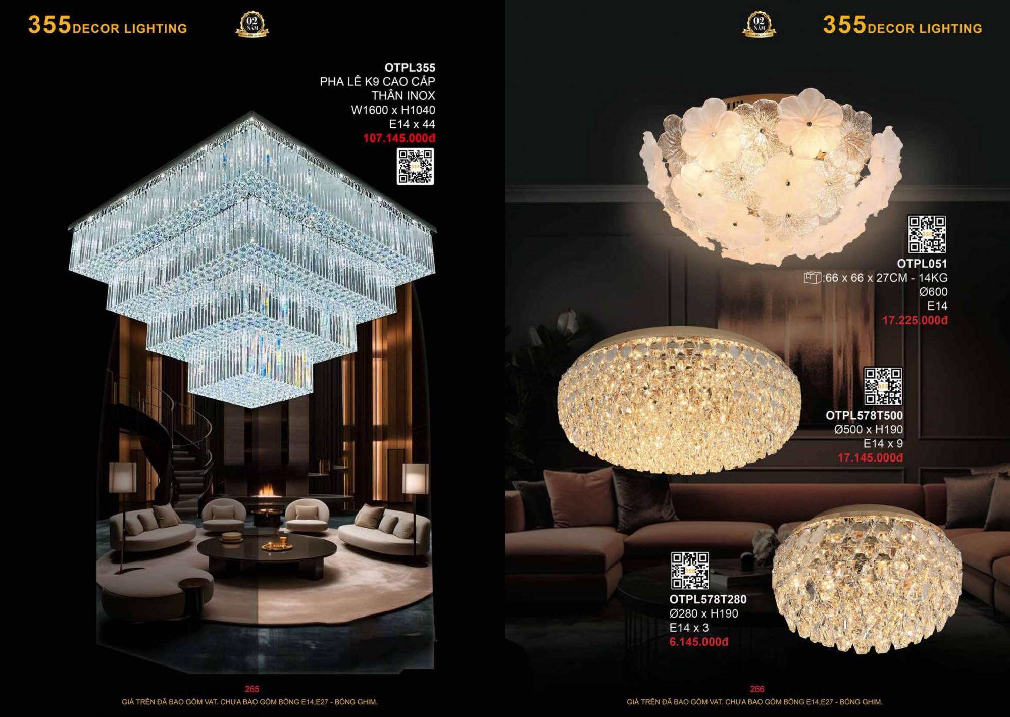 Bảng giá đèn trang trí 355 Decor