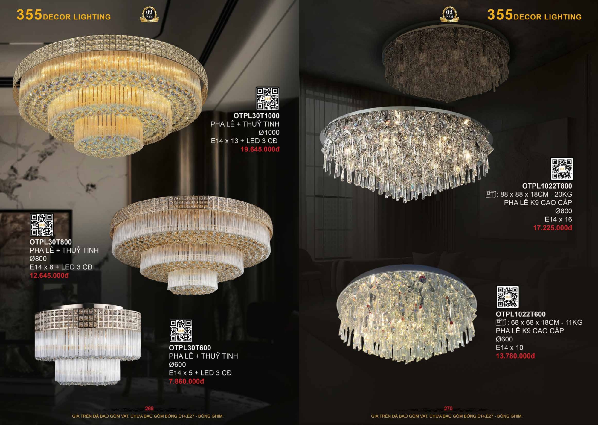 Bảng giá đèn trang trí 355 Decor