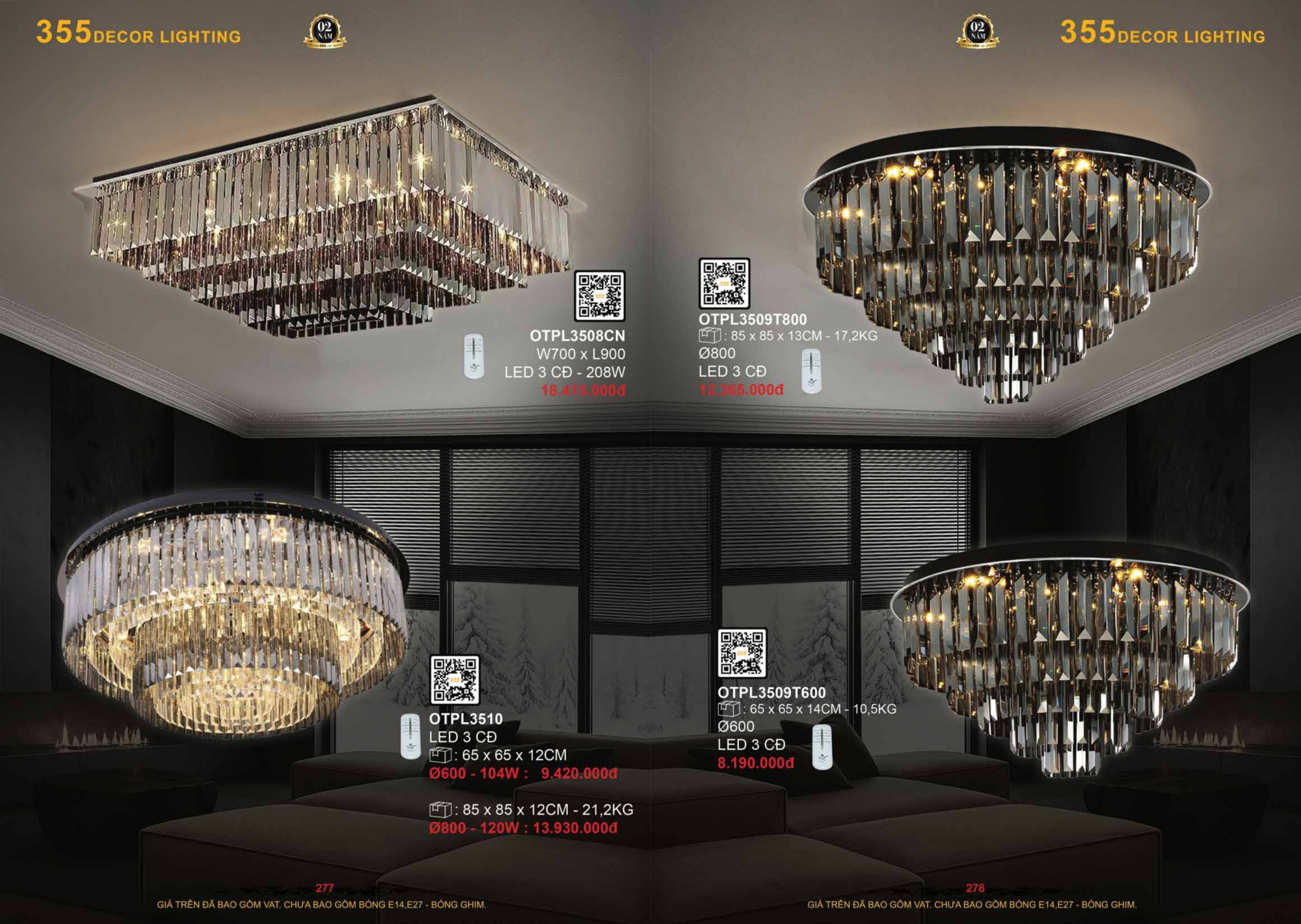 Bảng giá đèn trang trí 355 Decor