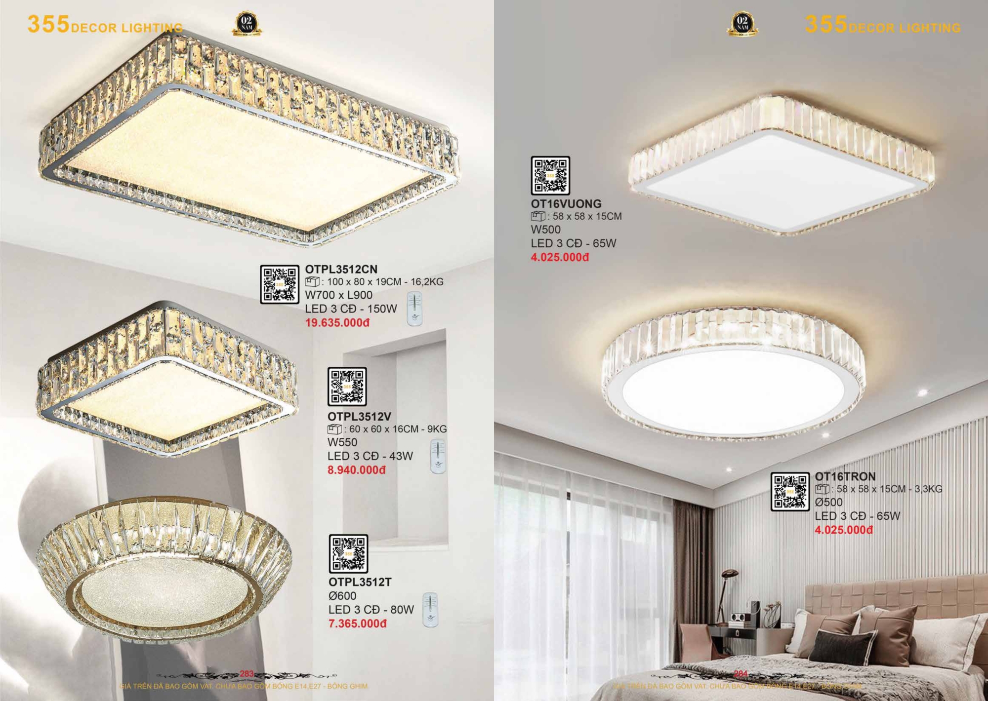 Bảng giá đèn trang trí 355 Decor