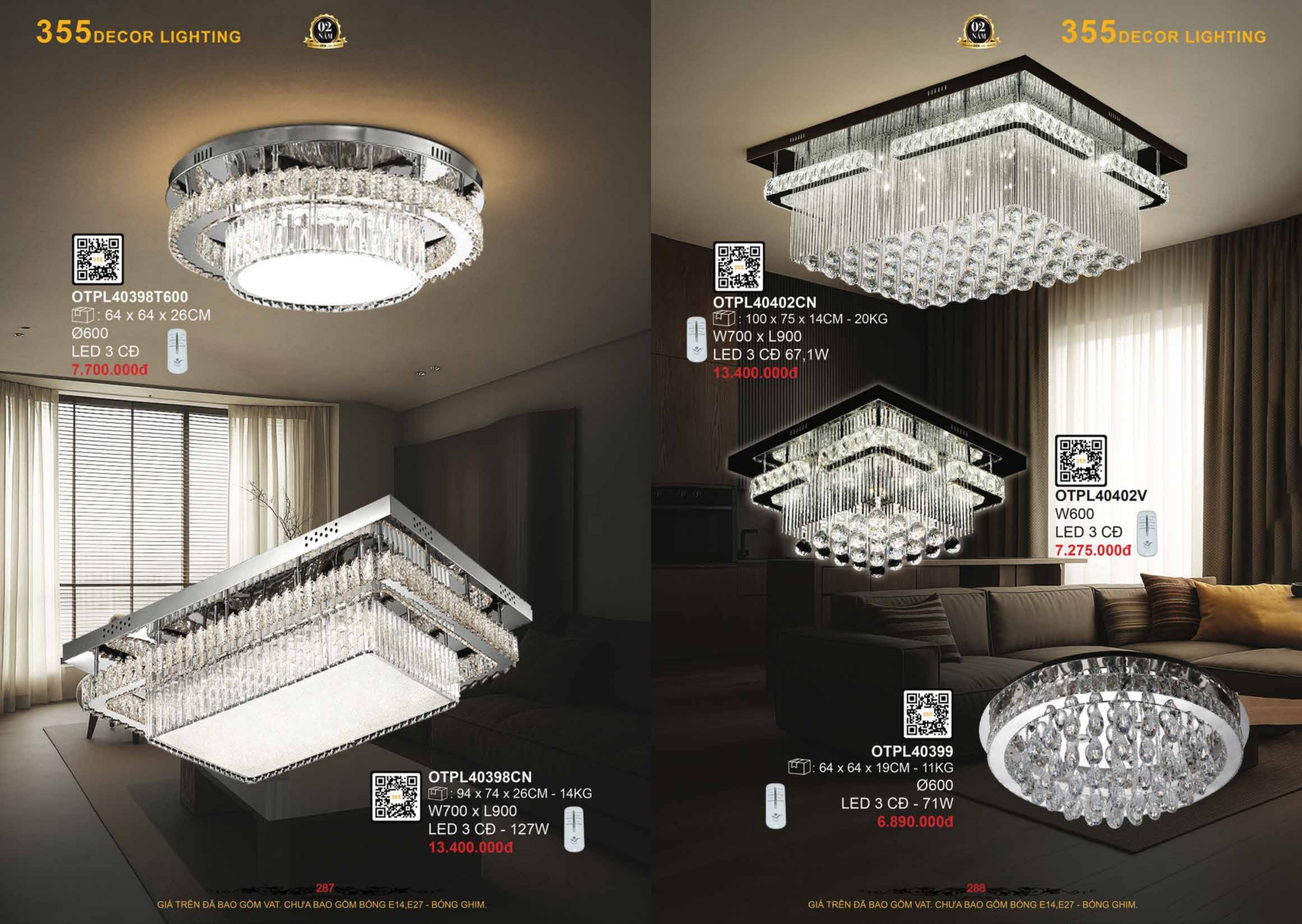 Bảng giá đèn trang trí 355 Decor