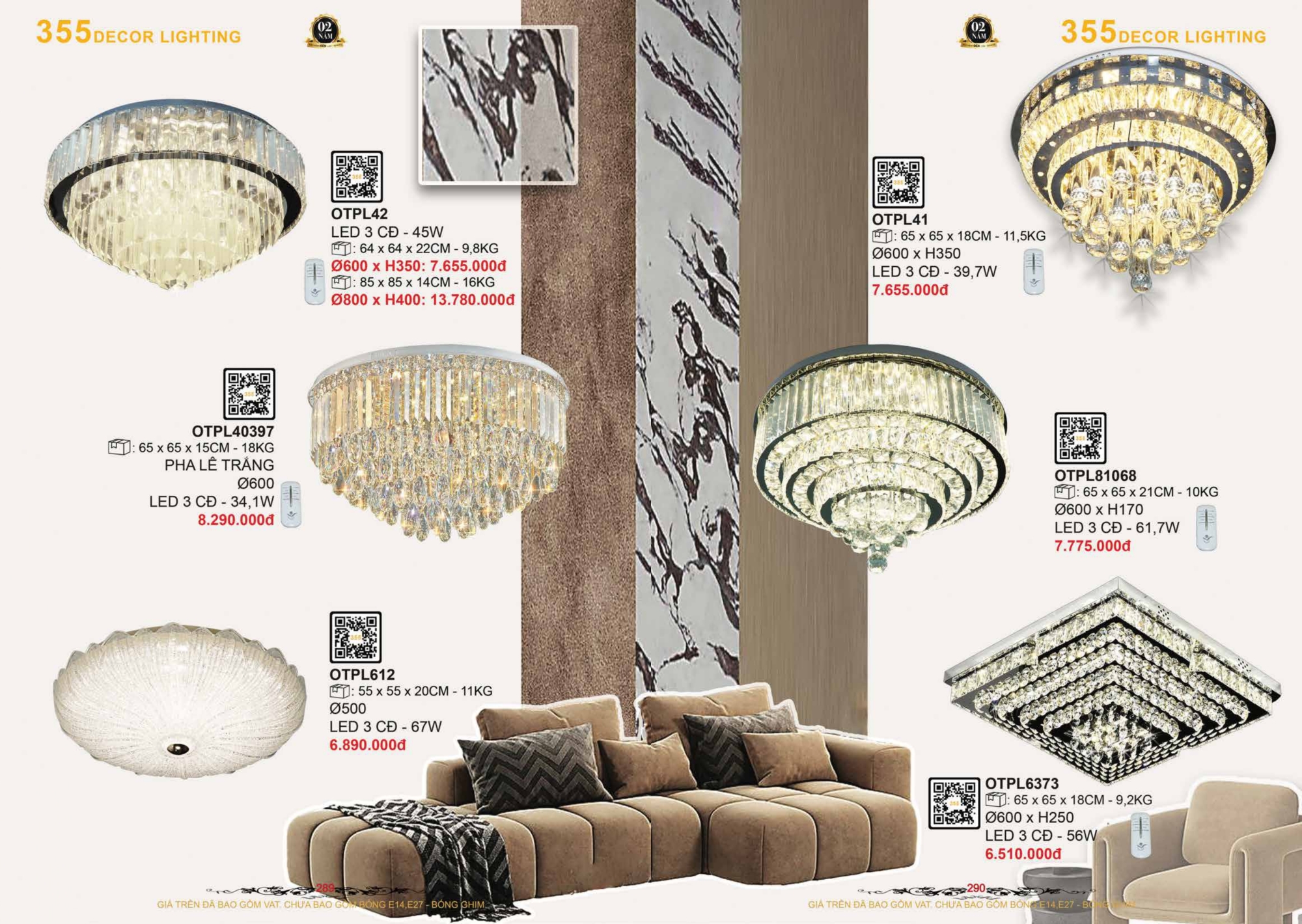 Bảng giá đèn trang trí 355 Decor