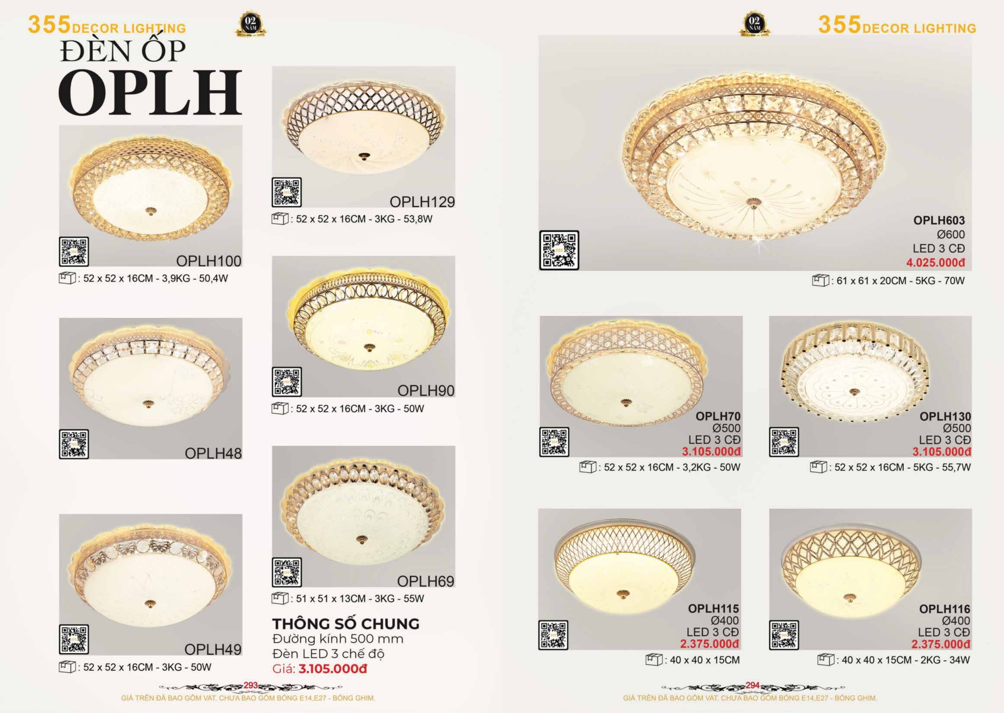 Bảng giá đèn trang trí 355 Decor